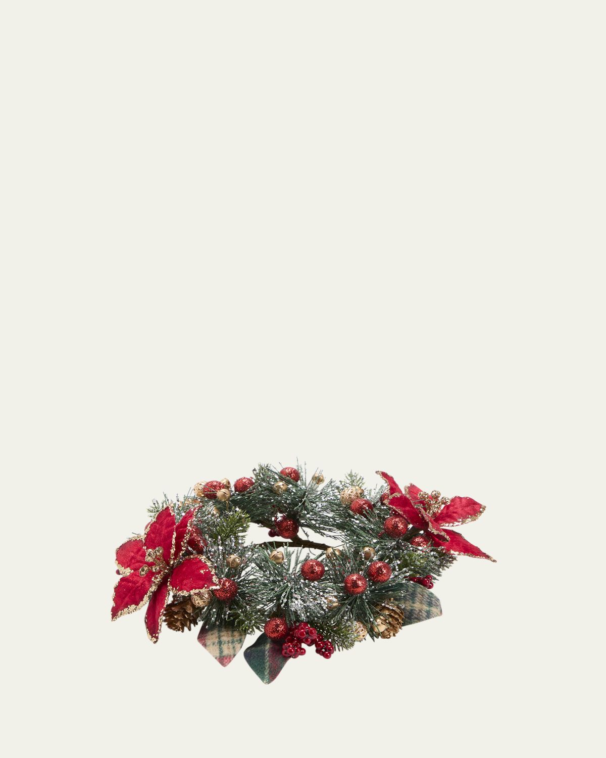 Salzburg Creations 4" Regal Poinsettia Candle Ring Christmas Wreath