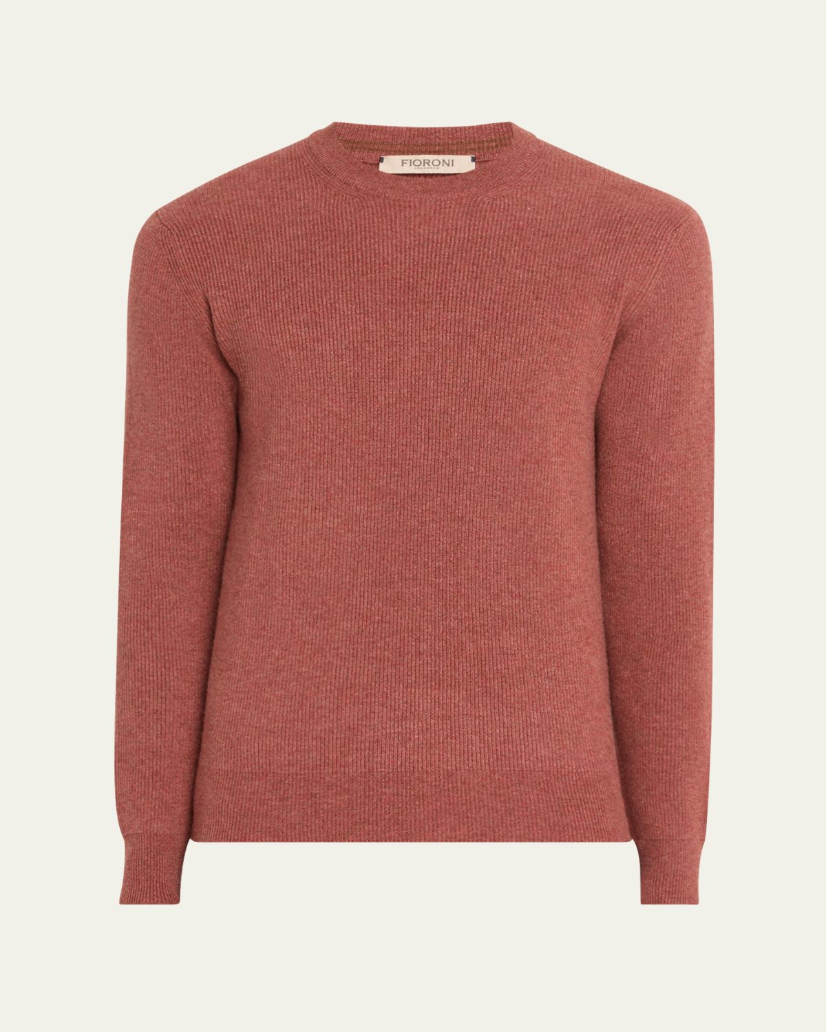 Fioroni Men's Cashmere English Rib Crewneck Sweater