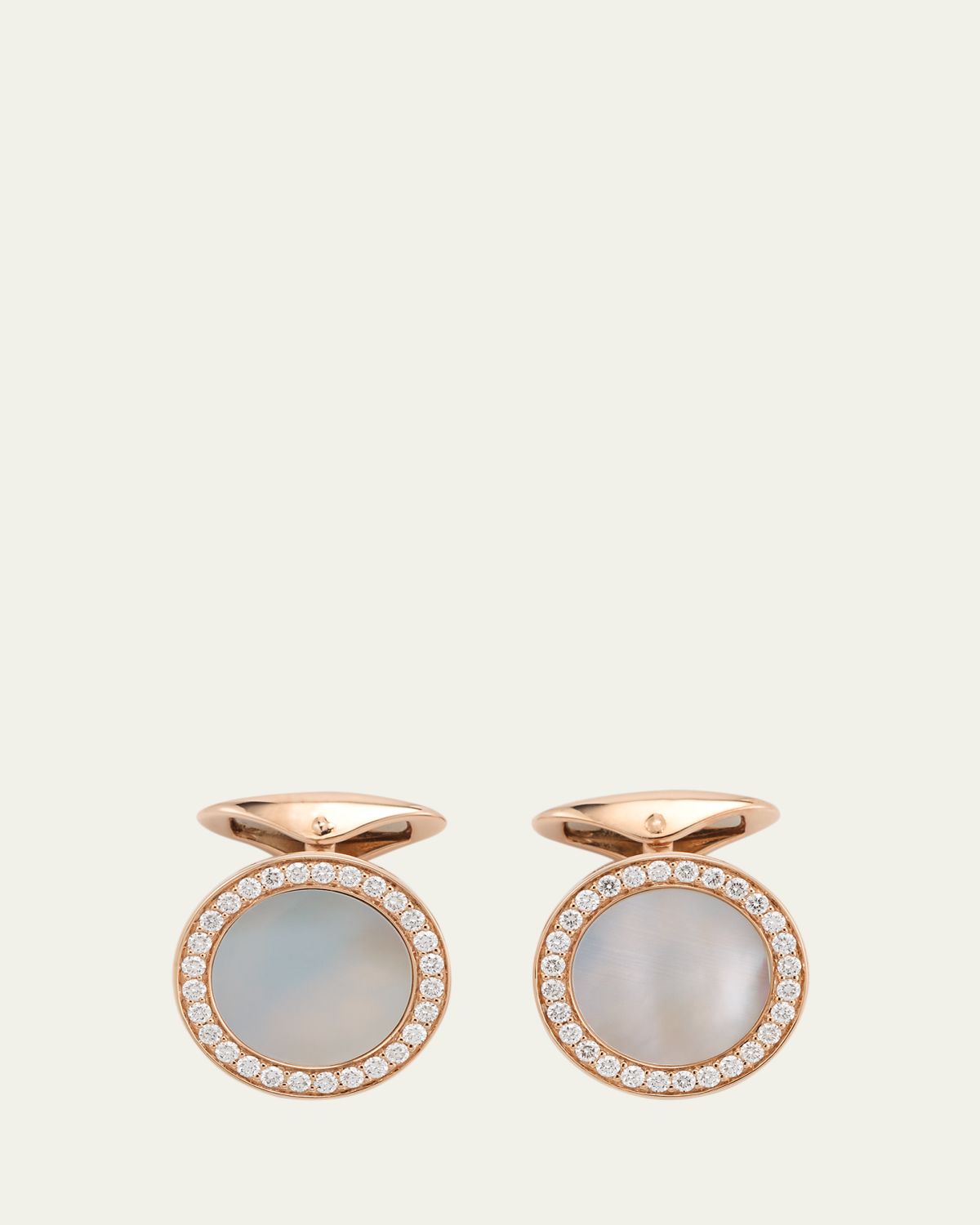 Jan Leslie Men's 18K Rose Gold Mother Of Pearl and Diamond Cufflinks | Thumbnail 5