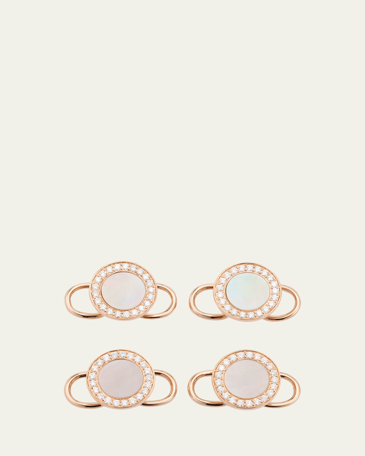 Jan Leslie Men's 18K Rose Gold Mother Of Pearl and Diamond Tuxedo Studs | Thumbnail 5 Jan Leslie Men's 18K Rose Gold Mother Of Pearl and Diamond Tuxedo Studs | Thumbnail 5