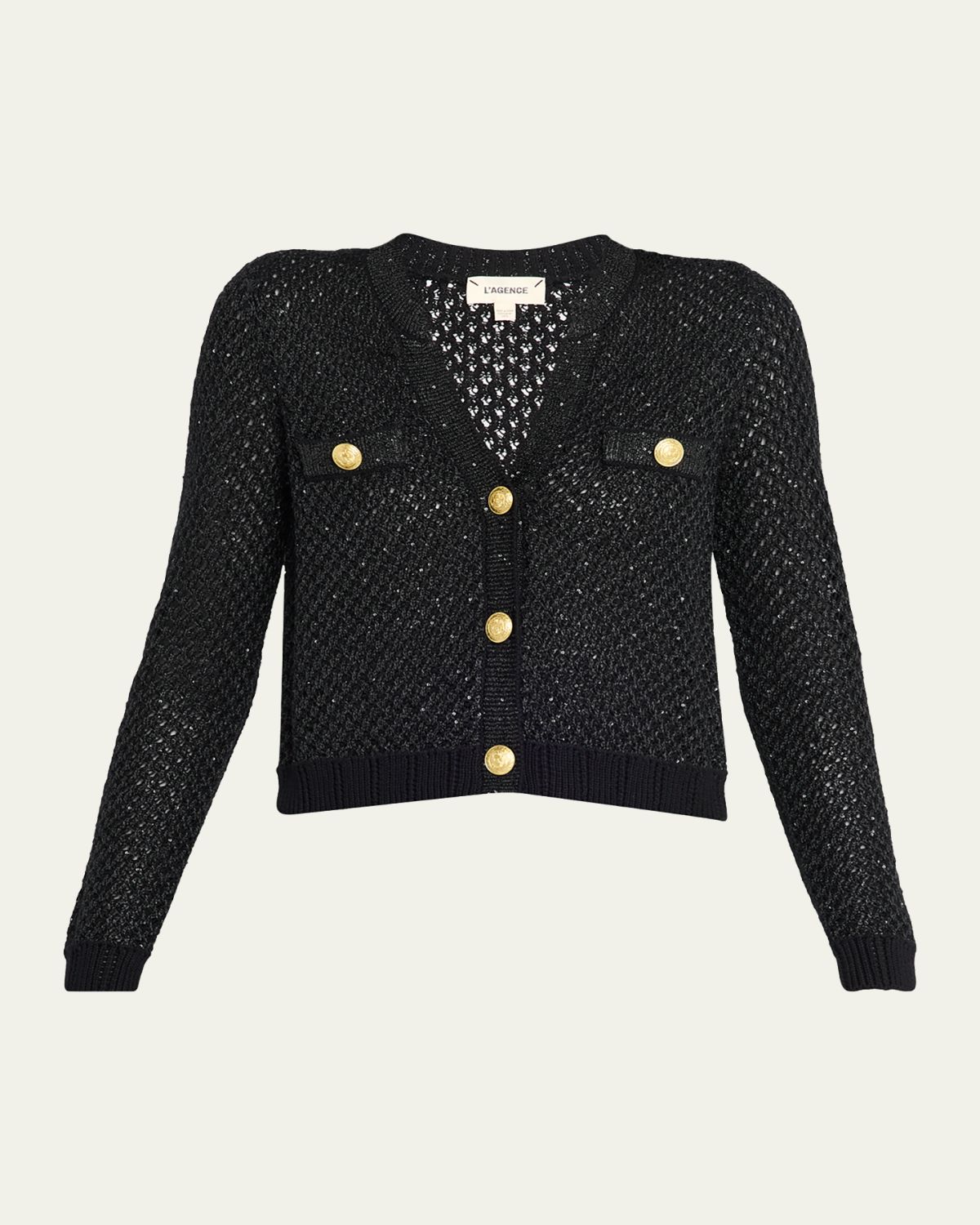 L'Agence Blanca Sequined Cropped Cardigan