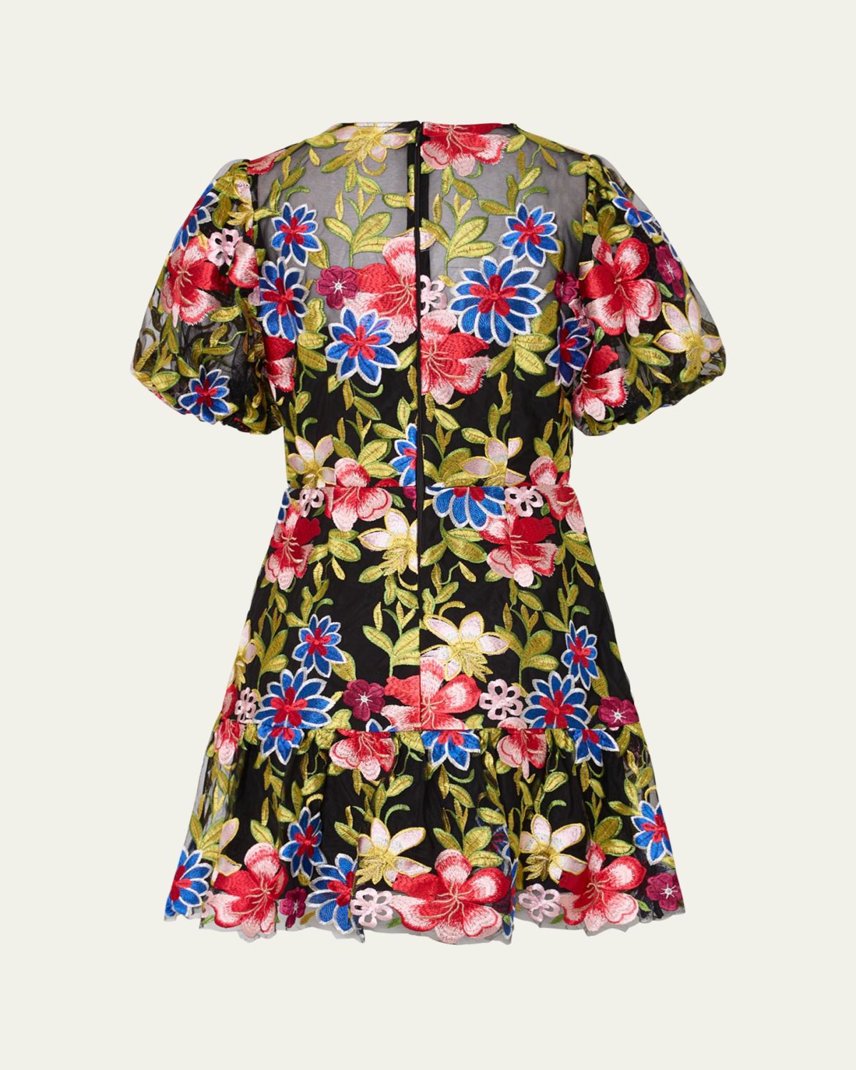 Milly Yasmin Floral-Embroidered Flounce Mini Dress | Thumbnail 3