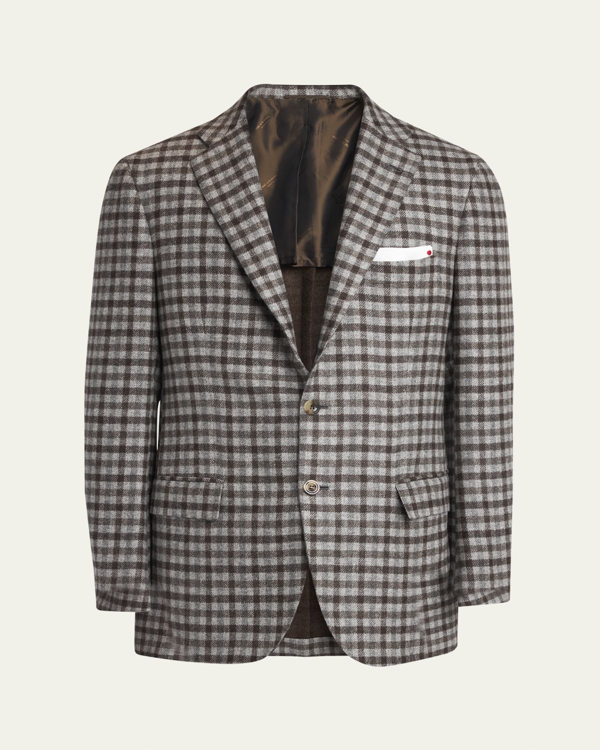 Kiton Men's Cashmere-Wool Check Sport Coat