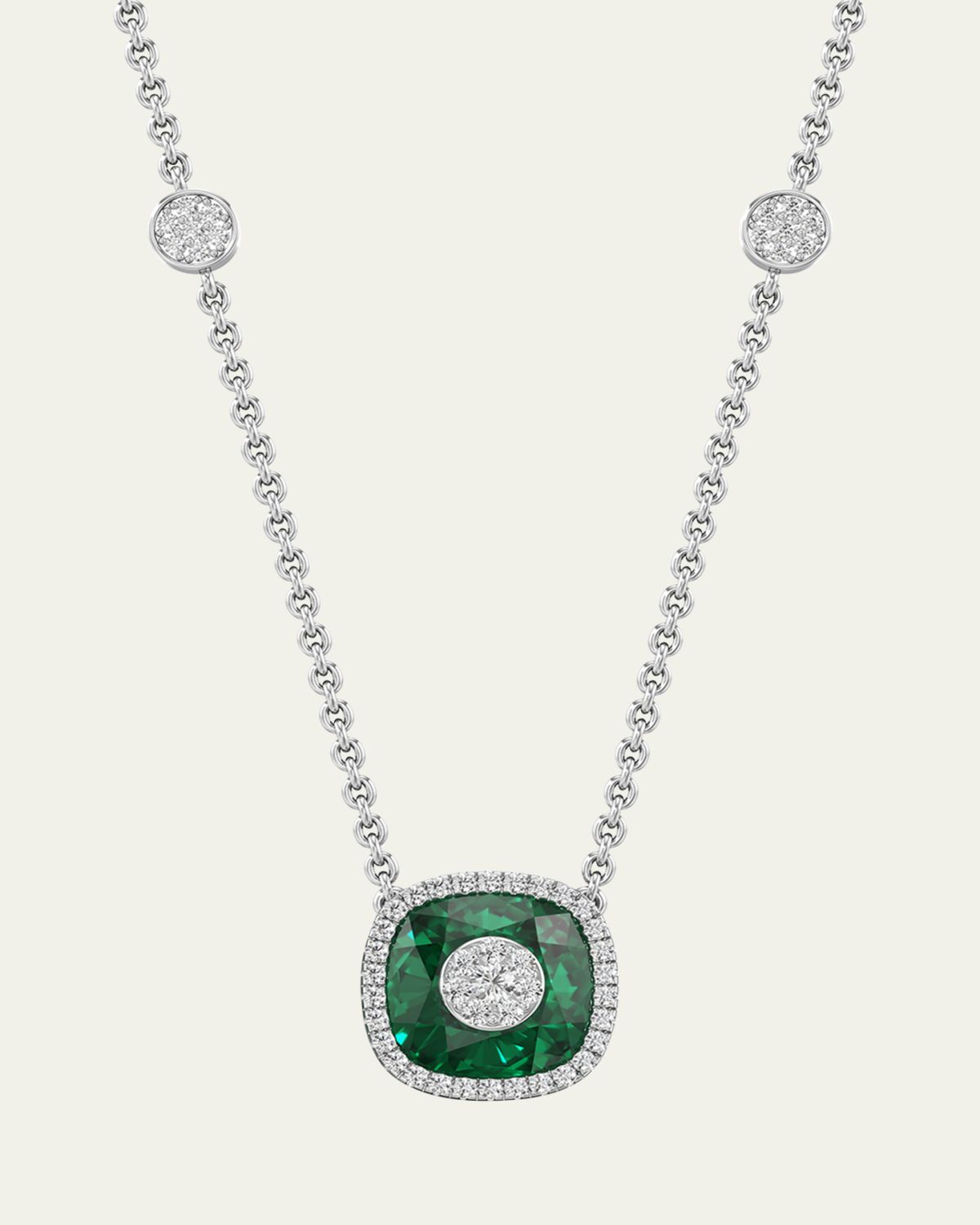 Bhansali 18K White Gold 10mm Cushion-Cut Fusion Necklace with Diamonds