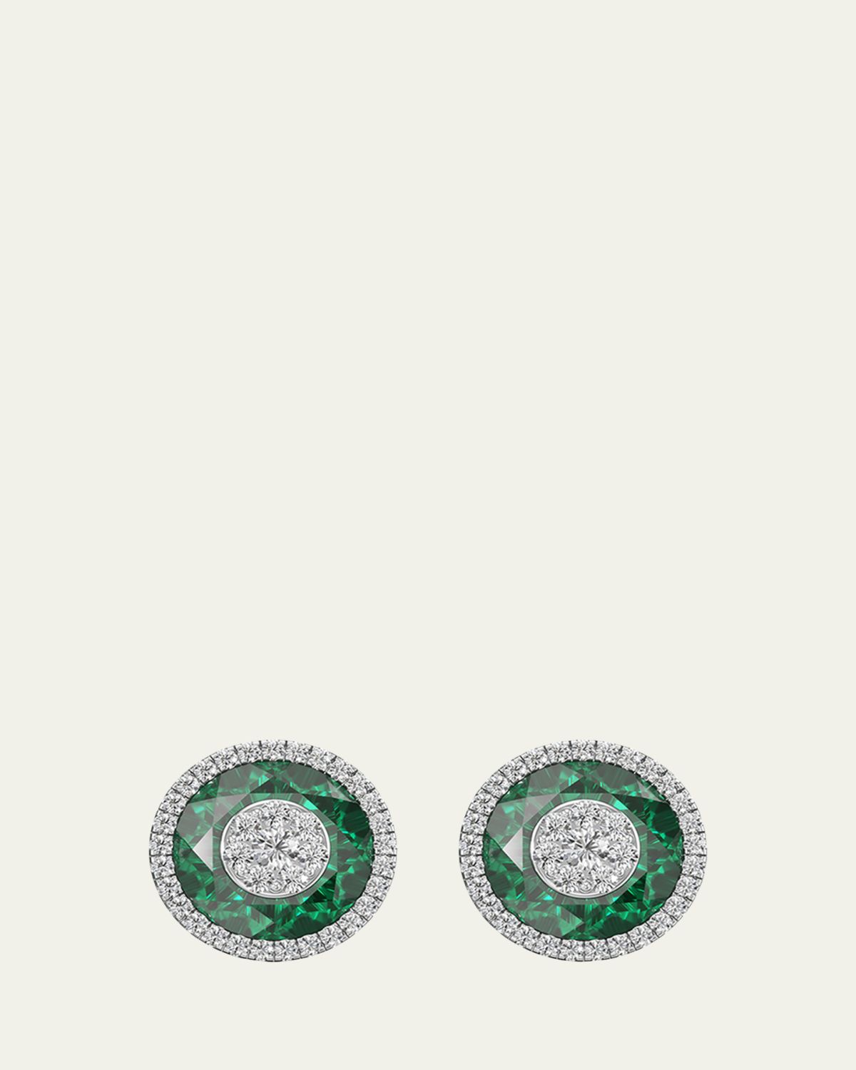 Bhansali 18K White Gold 10mm Halo Fusion Stud Earrings with Diamonds