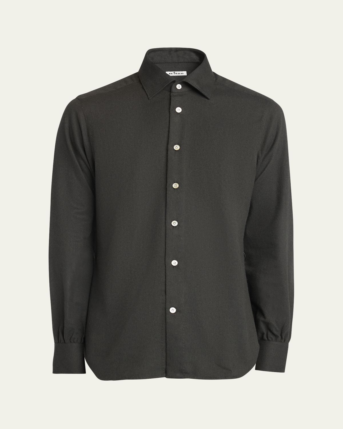 Kiton Men's Twill Flannel Sport Shirt
