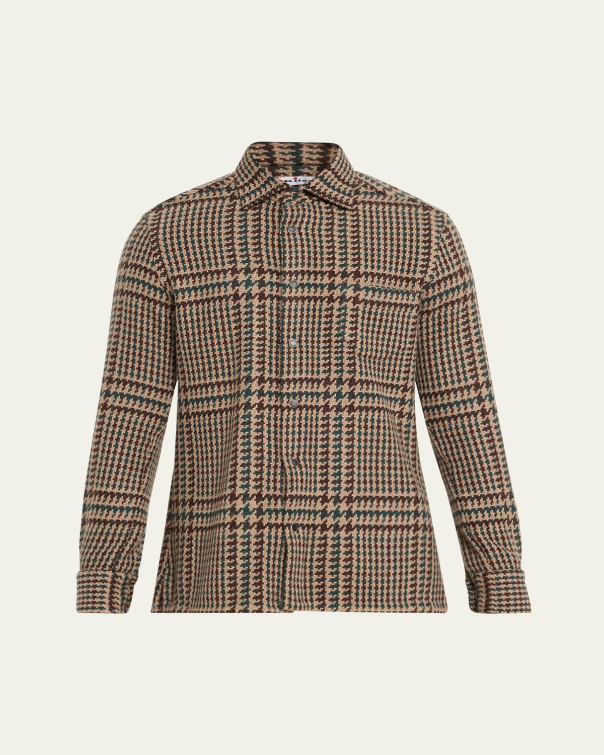 Kiton Men's Nerano Cotton Houndstooth Shirt Jacket
