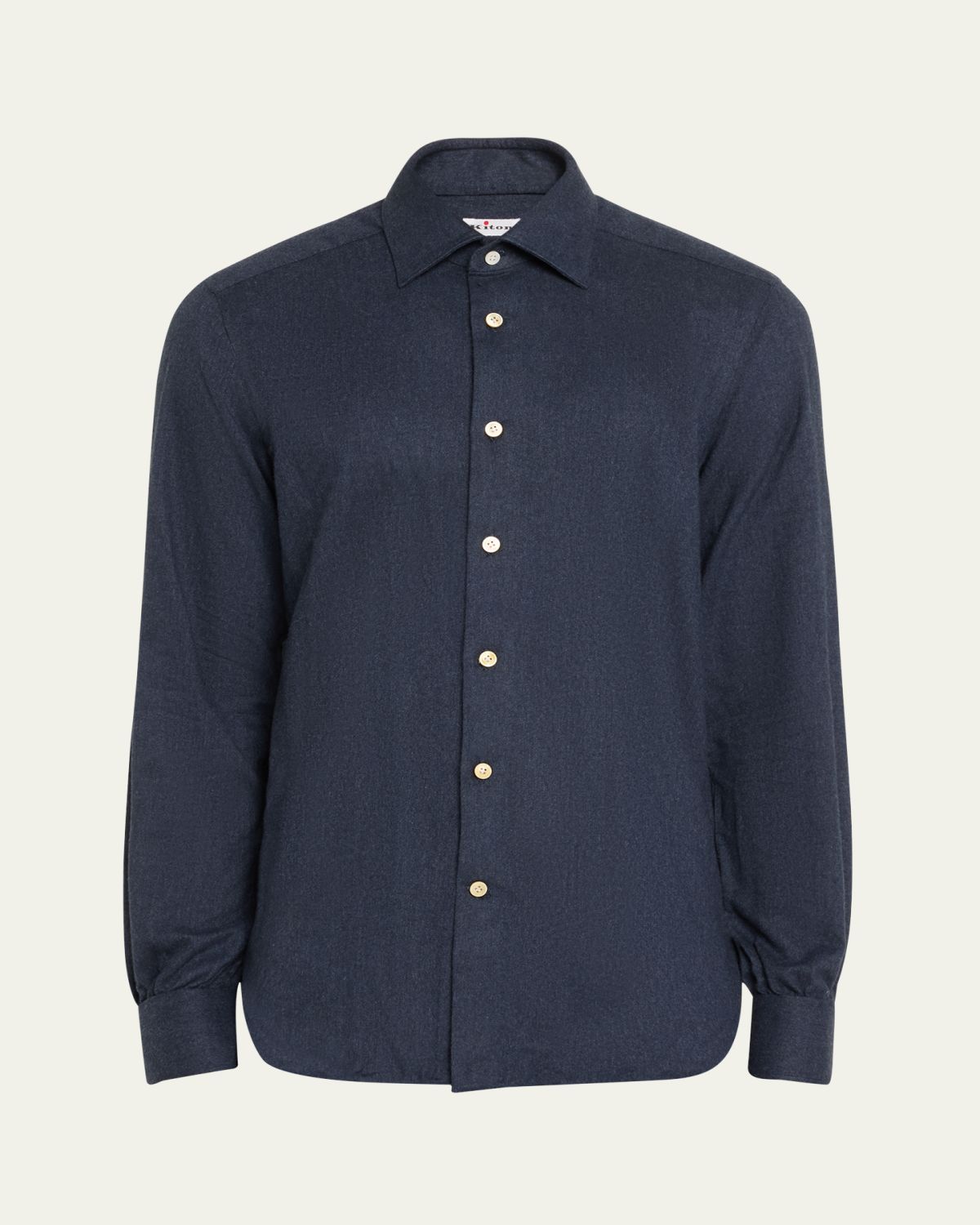 Kiton Men's Twill Flannel Sport Shirt