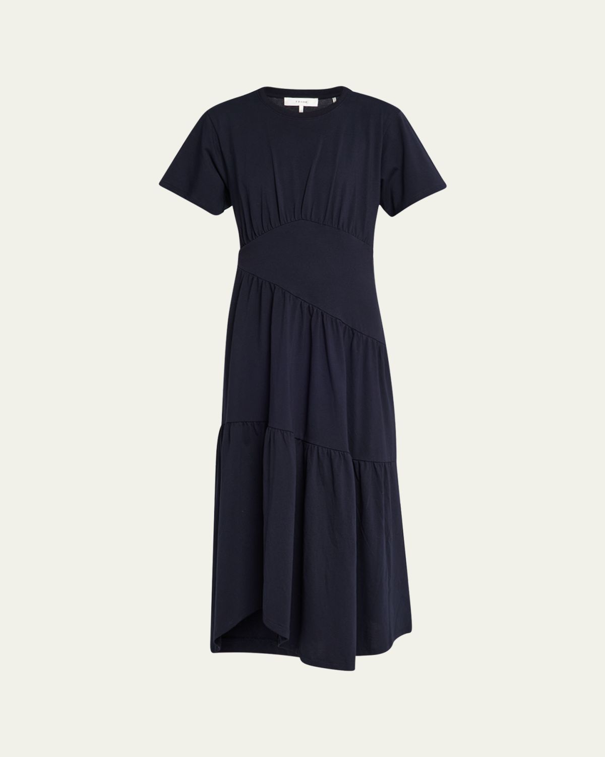 FRAME Short-Sleeve Gathered Maxi Dress