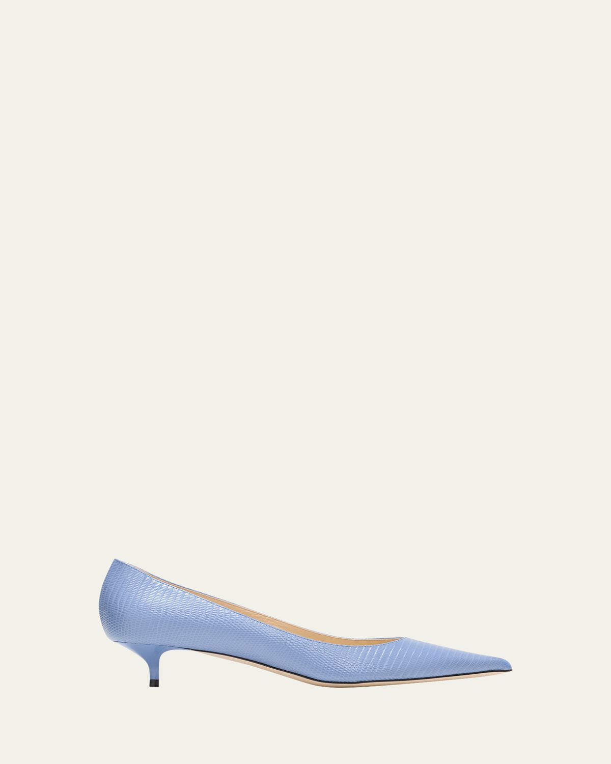 Jimmy Choo Amelia Embossed Leather Kitten-Heel Pumps