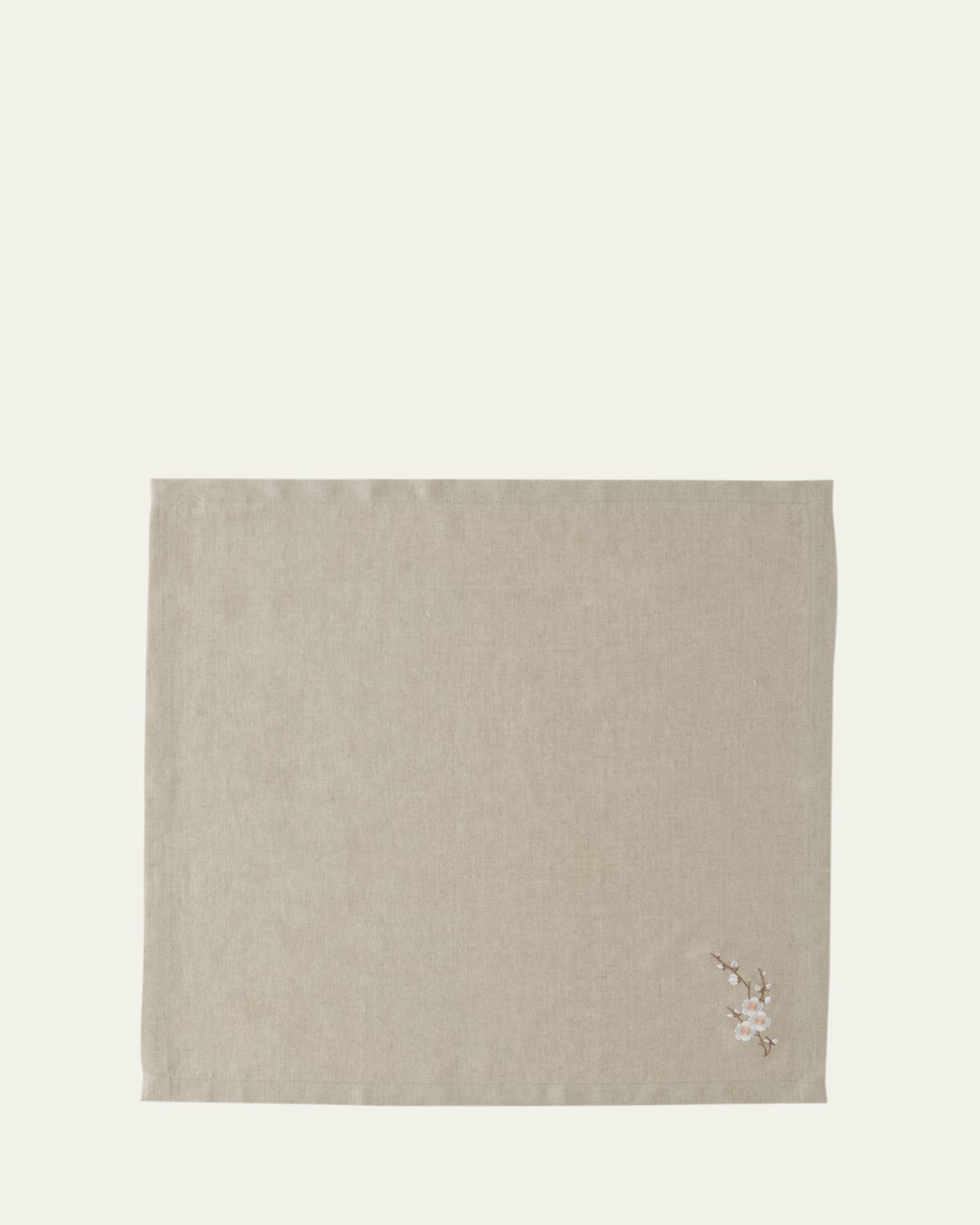 Le Reve d'Anfu Cherry Blossom Embroidered Linen Napkin, 22" Square - Women's Home