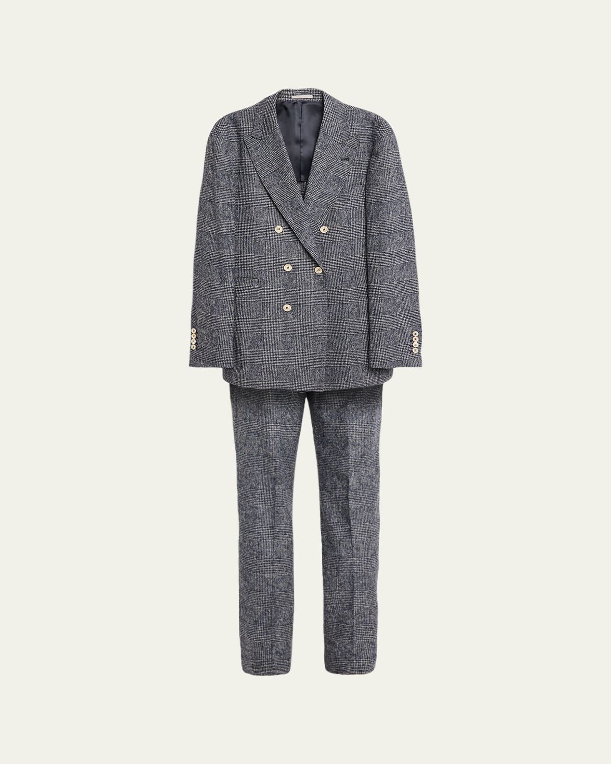 Brunello Cucinelli Men's Double-Breasted Plaid Suit