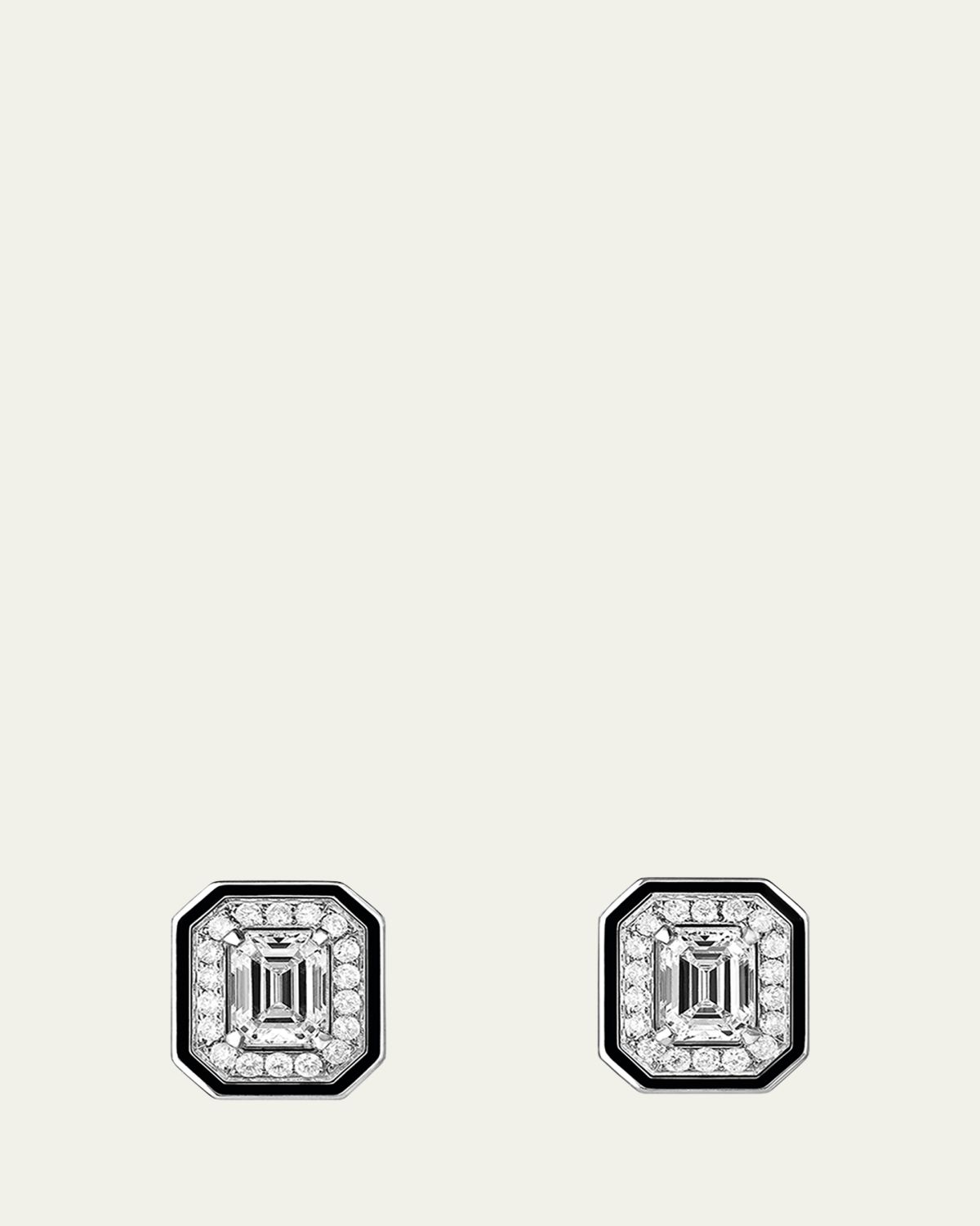 Boucheron Vendome Lisere 18K White Gold Emerald Cut Diamond Stud Earrings | Thumbnail 3