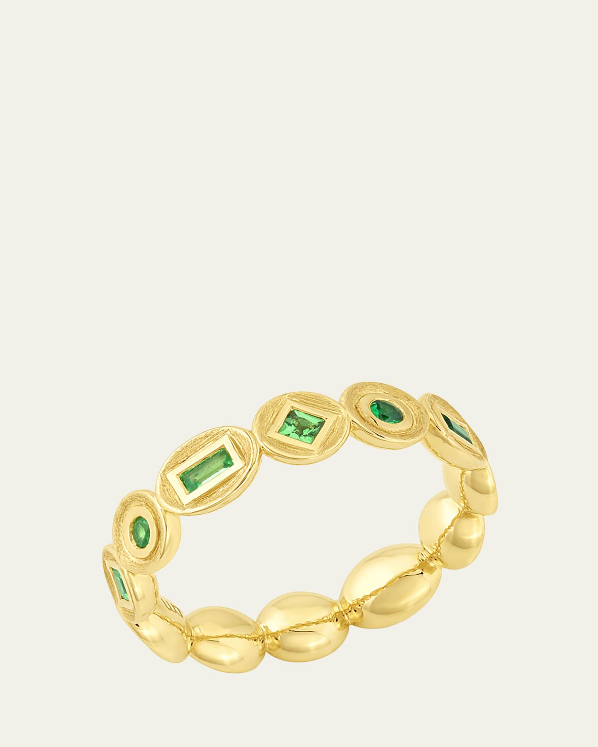 Jennifer DeMoro 18K Gold Bezel Tsavorite Eternity Ring, Size