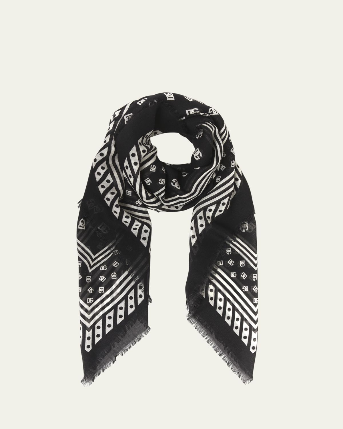 Dolce & Gabbana All-Over DG Print Silk & Cashmere Shawl