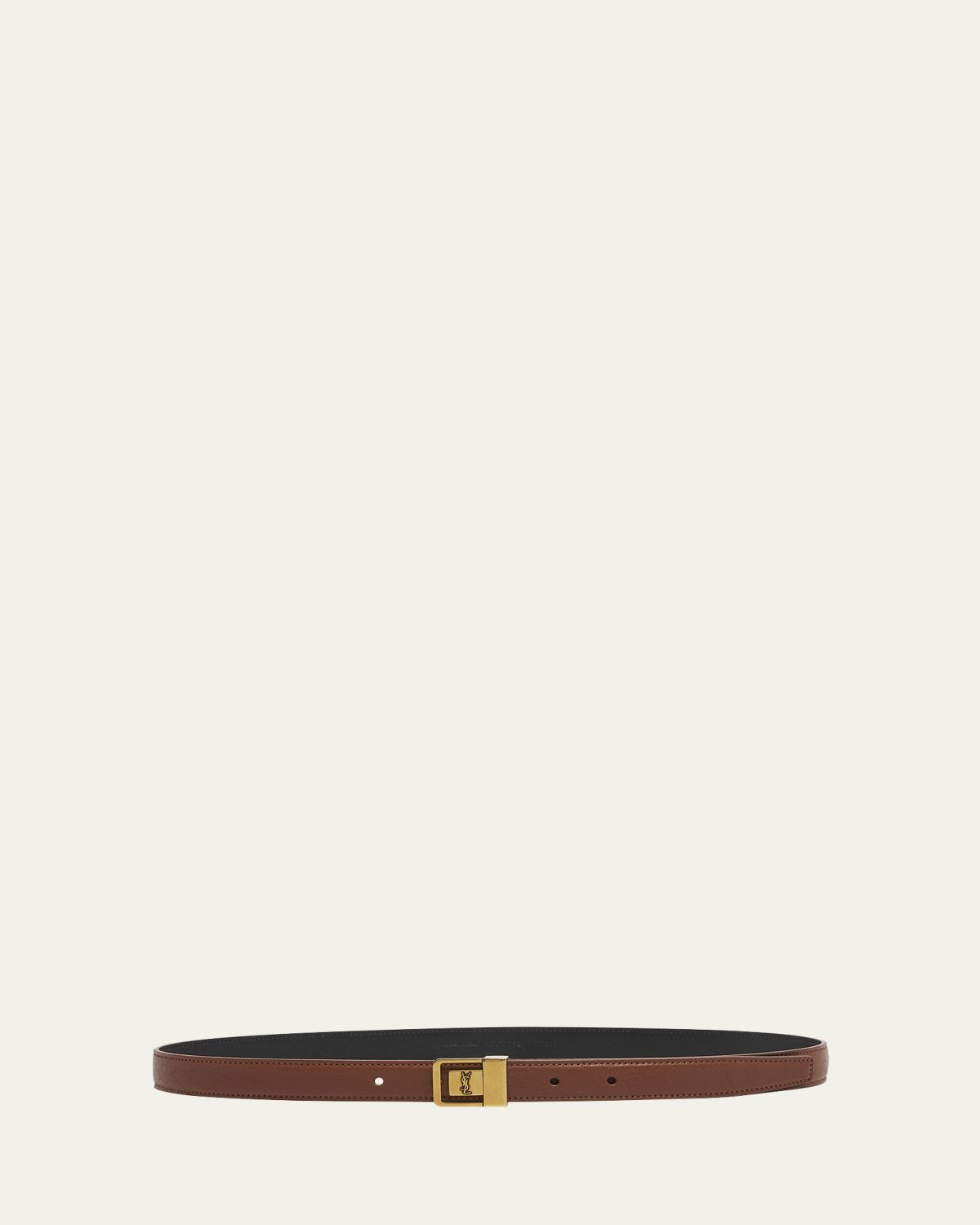 Saint Laurent YSL Buckled Grainy Leather Belt
