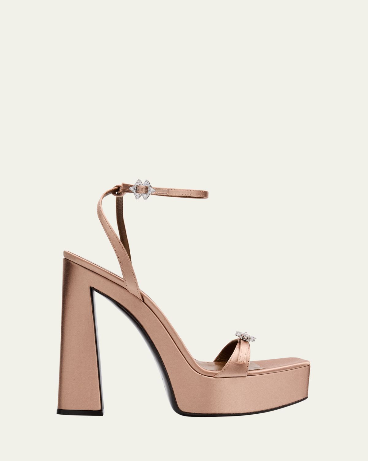 Giuseppe Zanotti Silk Crystal-Buckle Platform Sandals