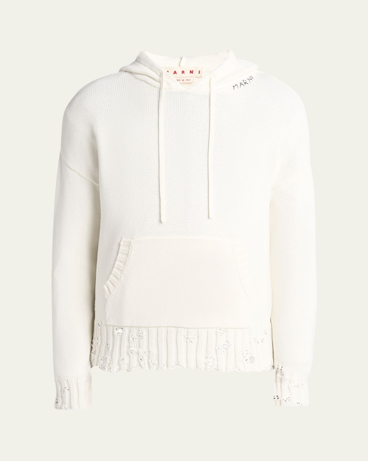 Marni Men's Distressed Knit Logo Hoodie