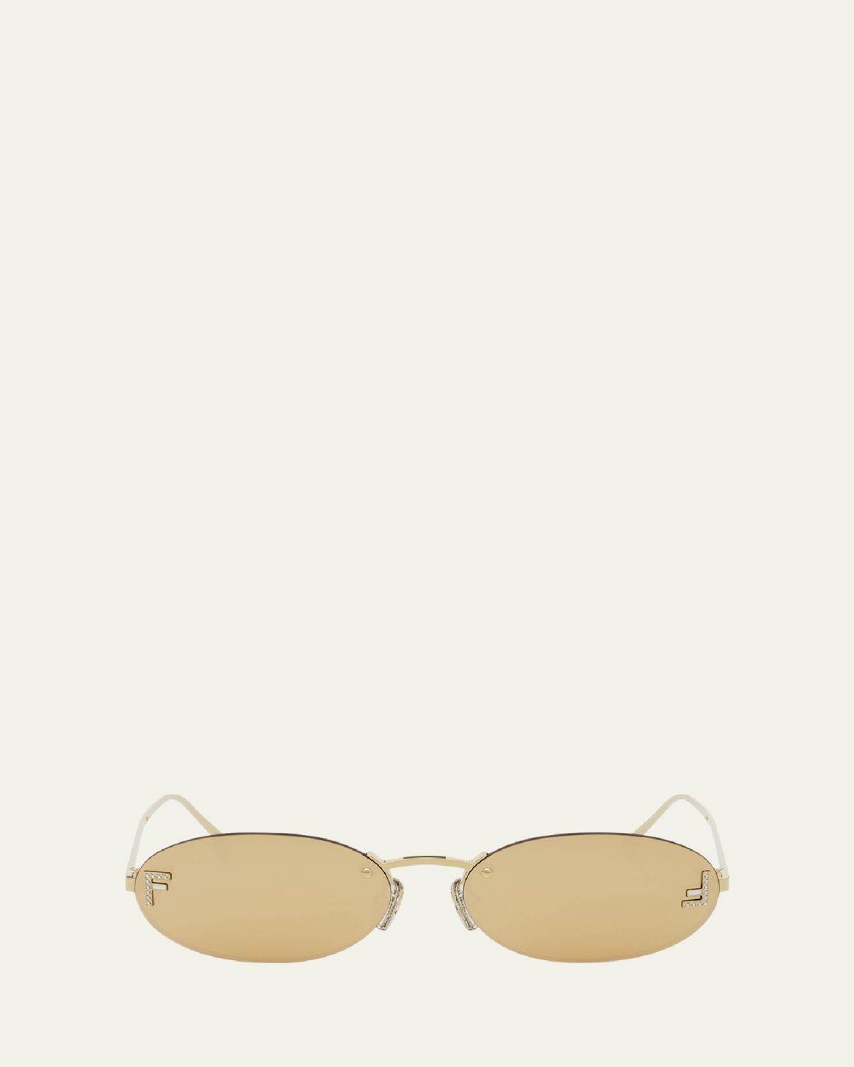 Fendi Embellished FF Oval Metal Sunglasses