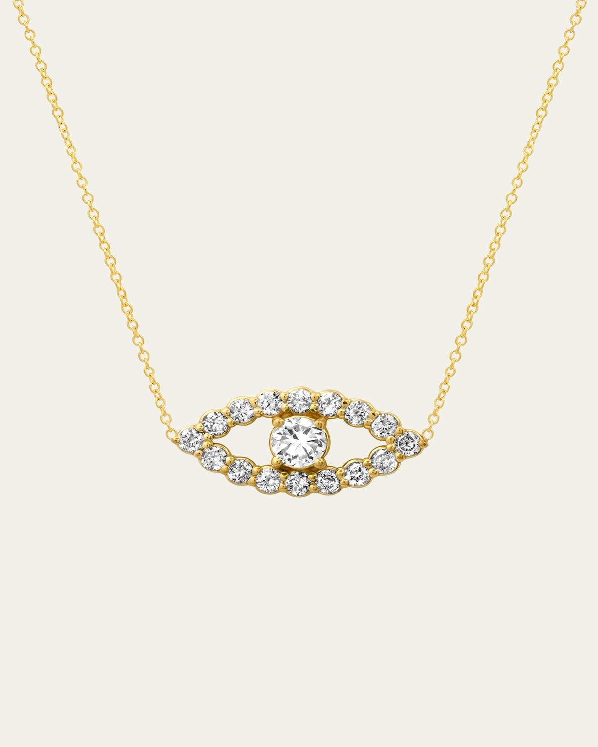 Jennifer Meyer Yellow Gold Medium Open Evil Eye Necklace with Diamonds