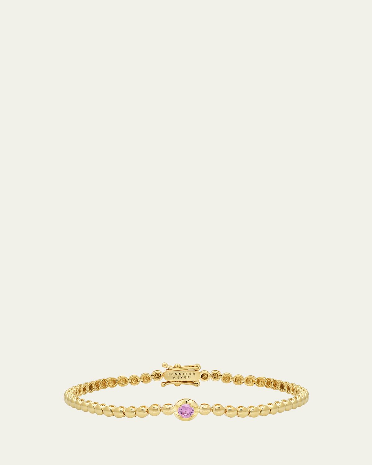 Jennifer Meyer 18K Yellow Gold Mini Bezel Tennis Bracelet with Pink Sapphire