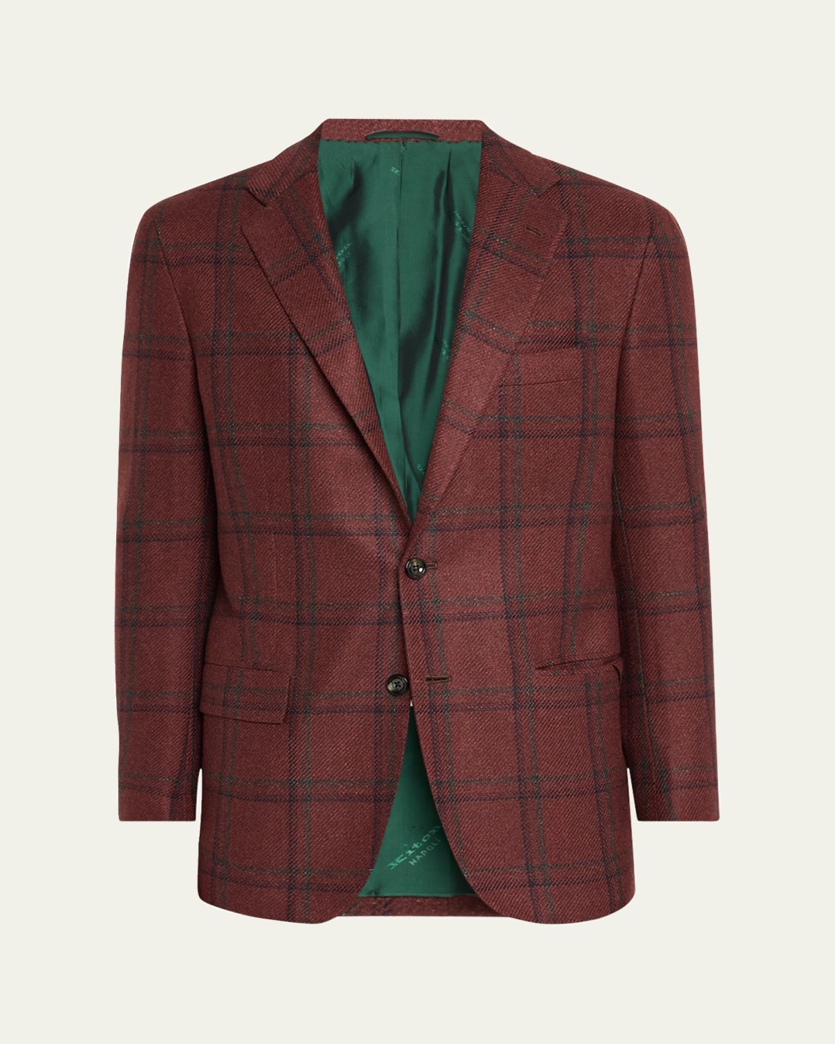 Kiton Men's Windowpane Cashmere-Silk Sport Coat