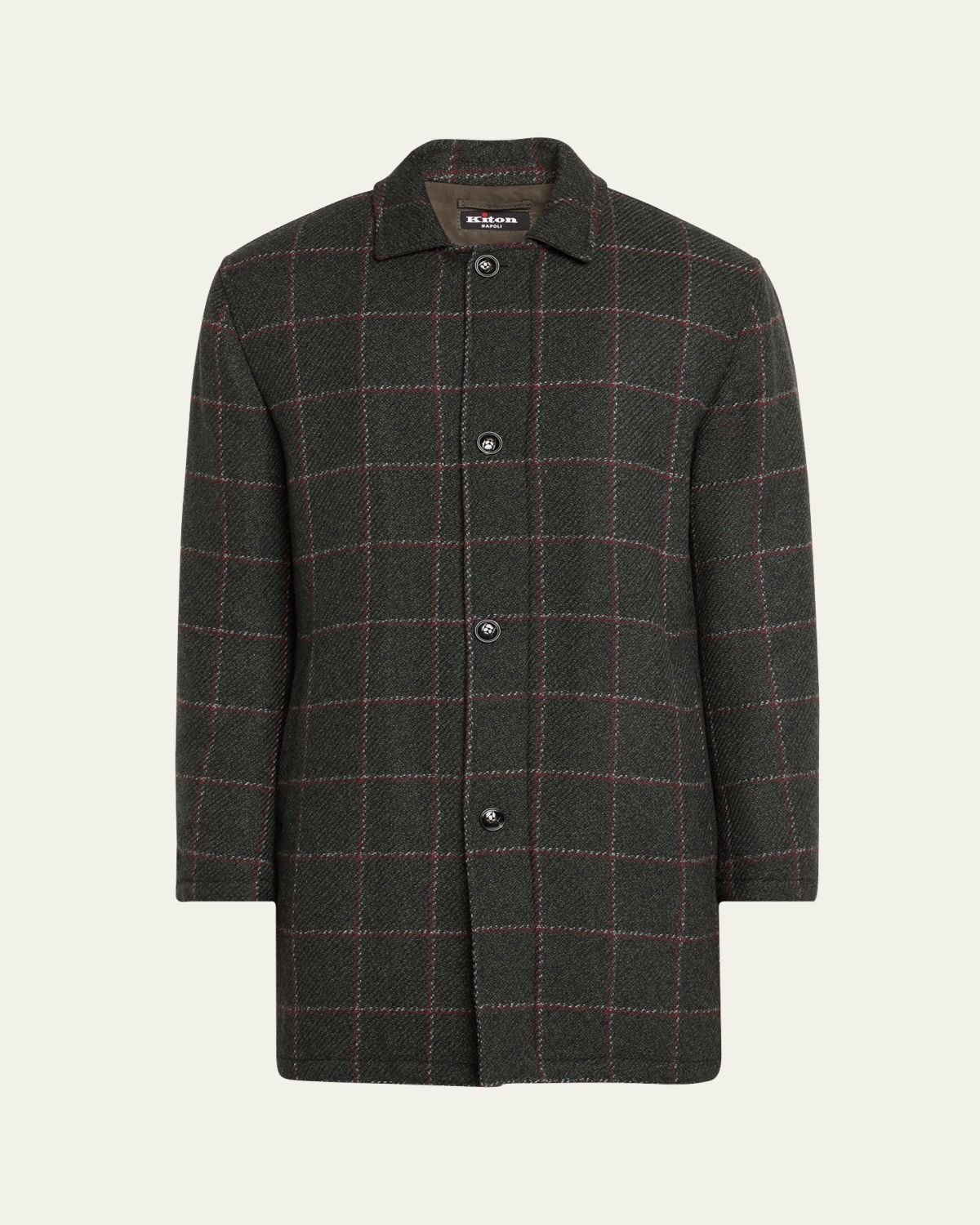 Men's Loden Cashmere Windowpane Car Coat