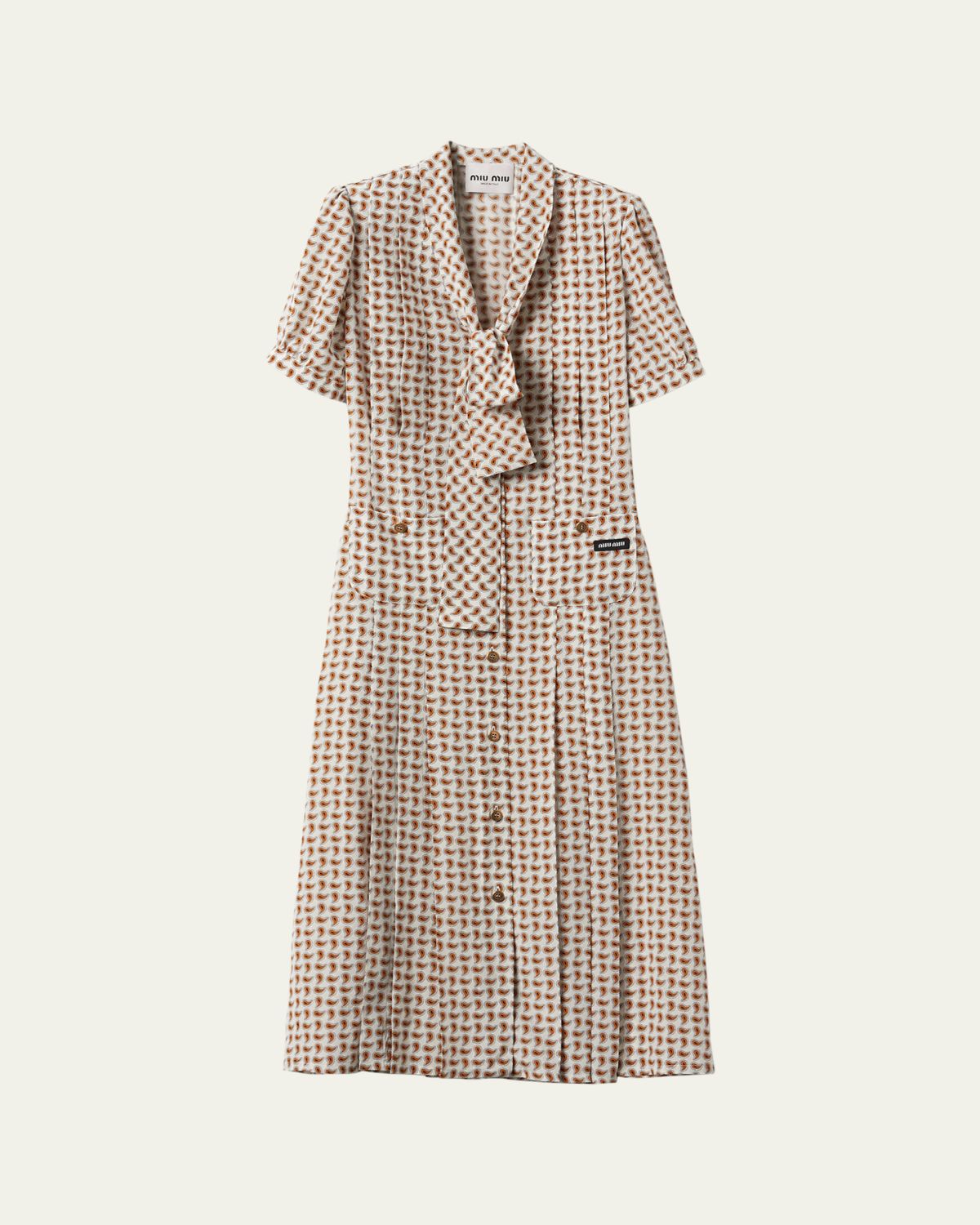 Miu Miu Paisley Print Shirtdress with Tie Neck