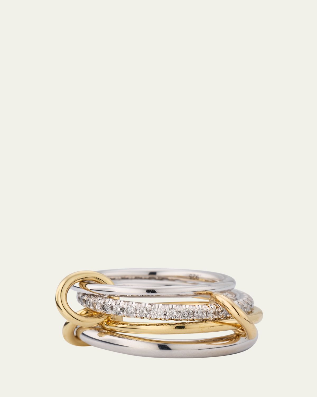 18K Yellow Gold and Silver Nimbus SG Gris 4-Link Diamond Ring