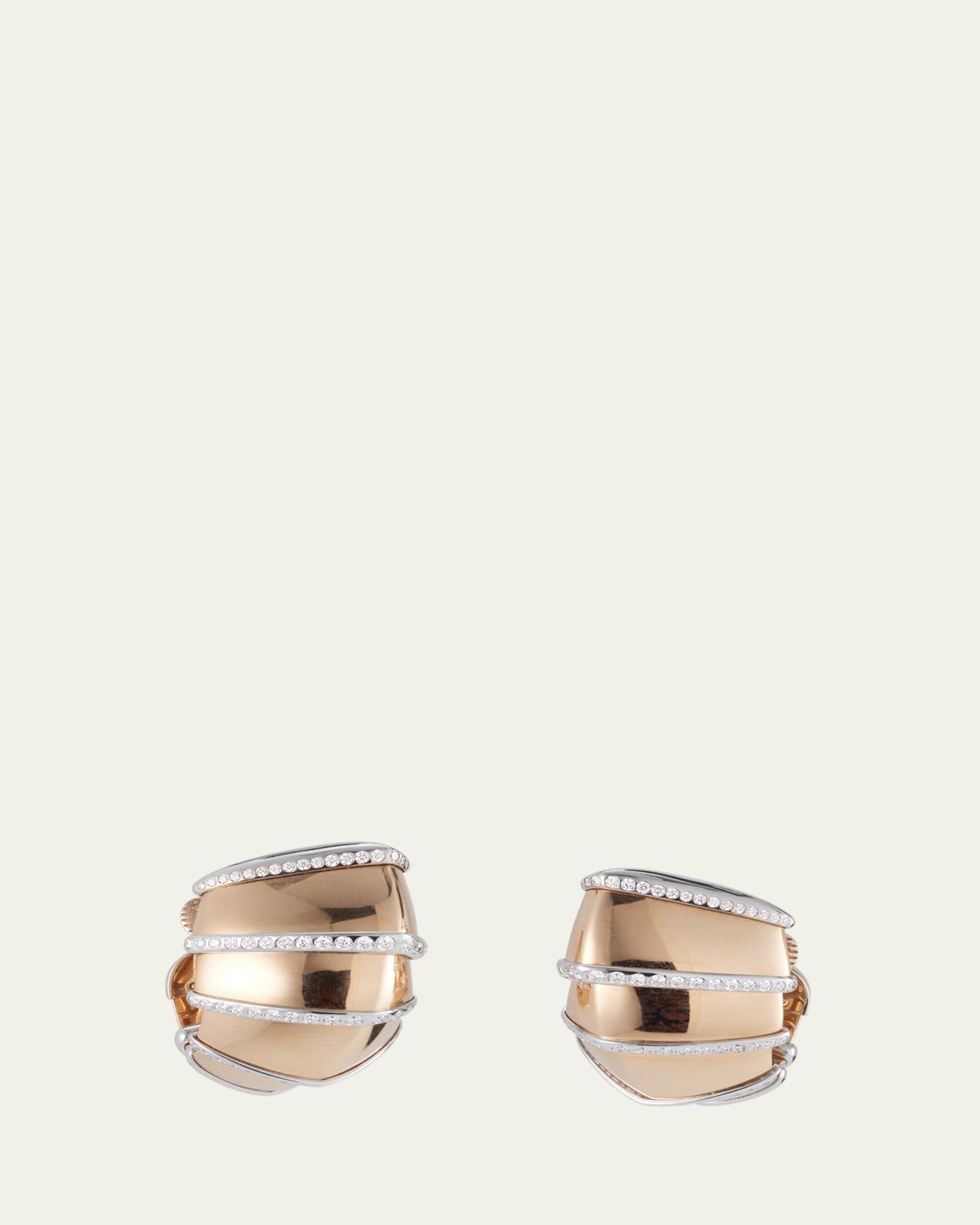 Vhernier Ardis Rose and White Gold Clip-On Earrings with Diamonds
