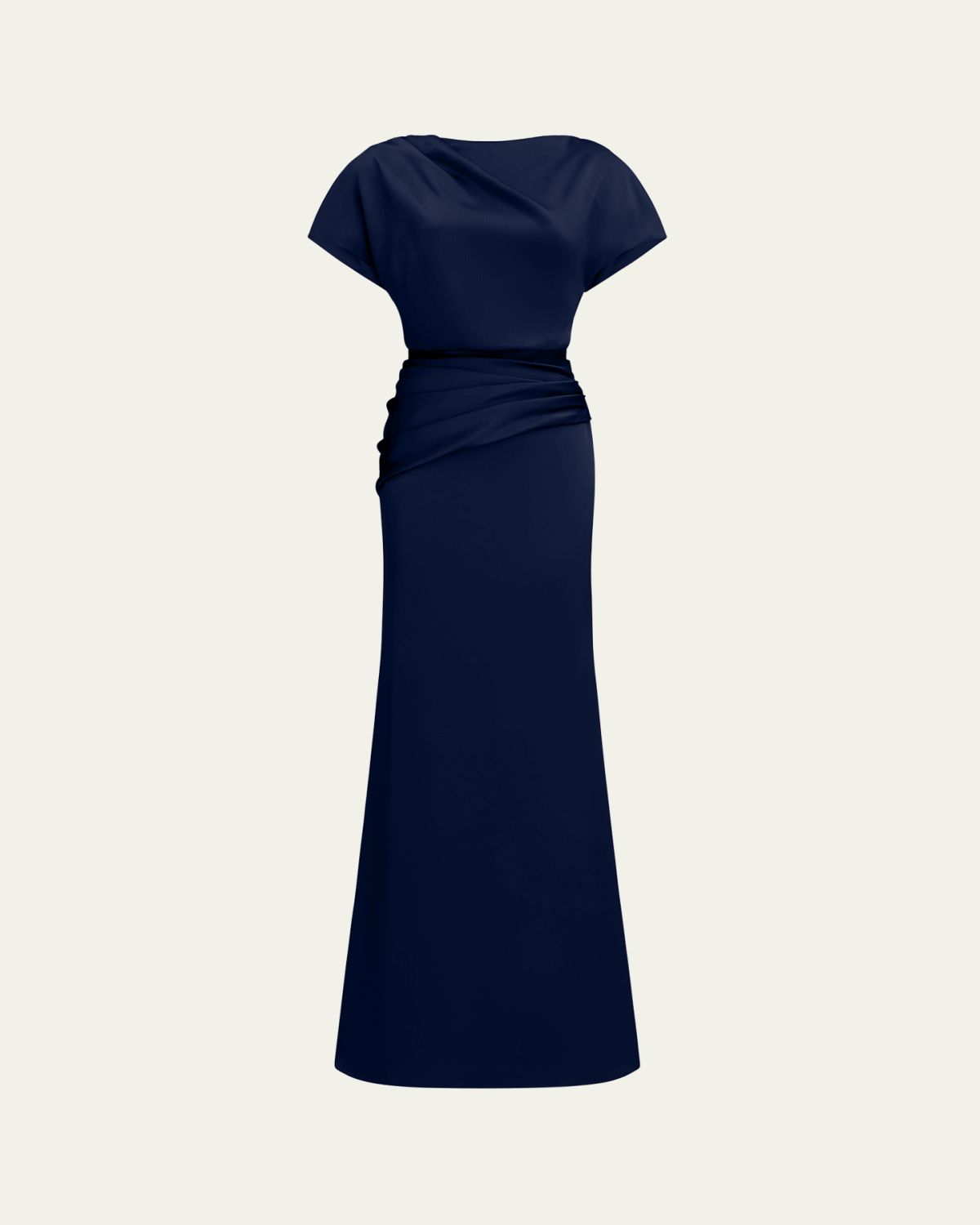 Halston Draped Satin Trumpet Gown