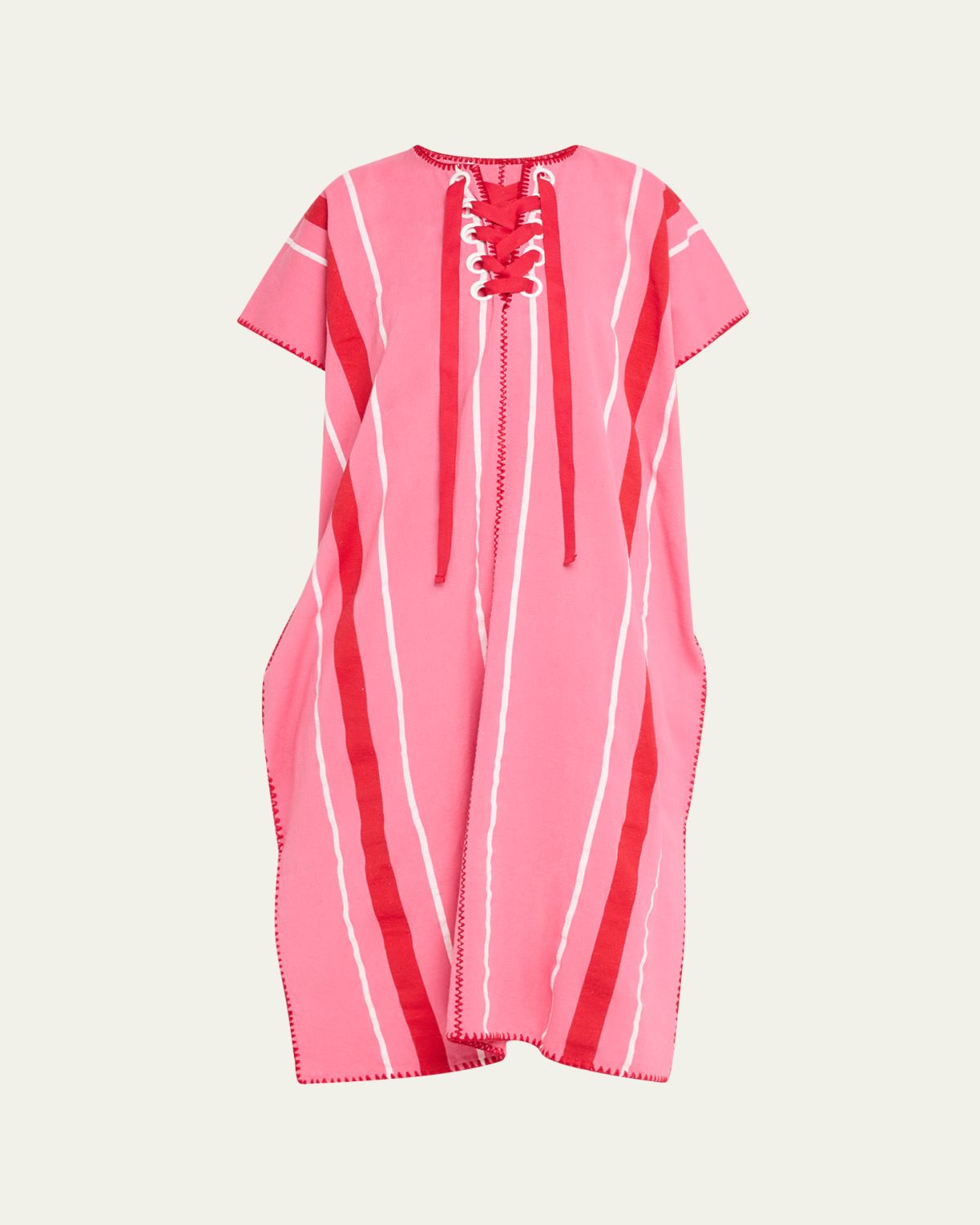 Pippa Holt Two-Panel Striped Midi Kaftan with Laced Detailing