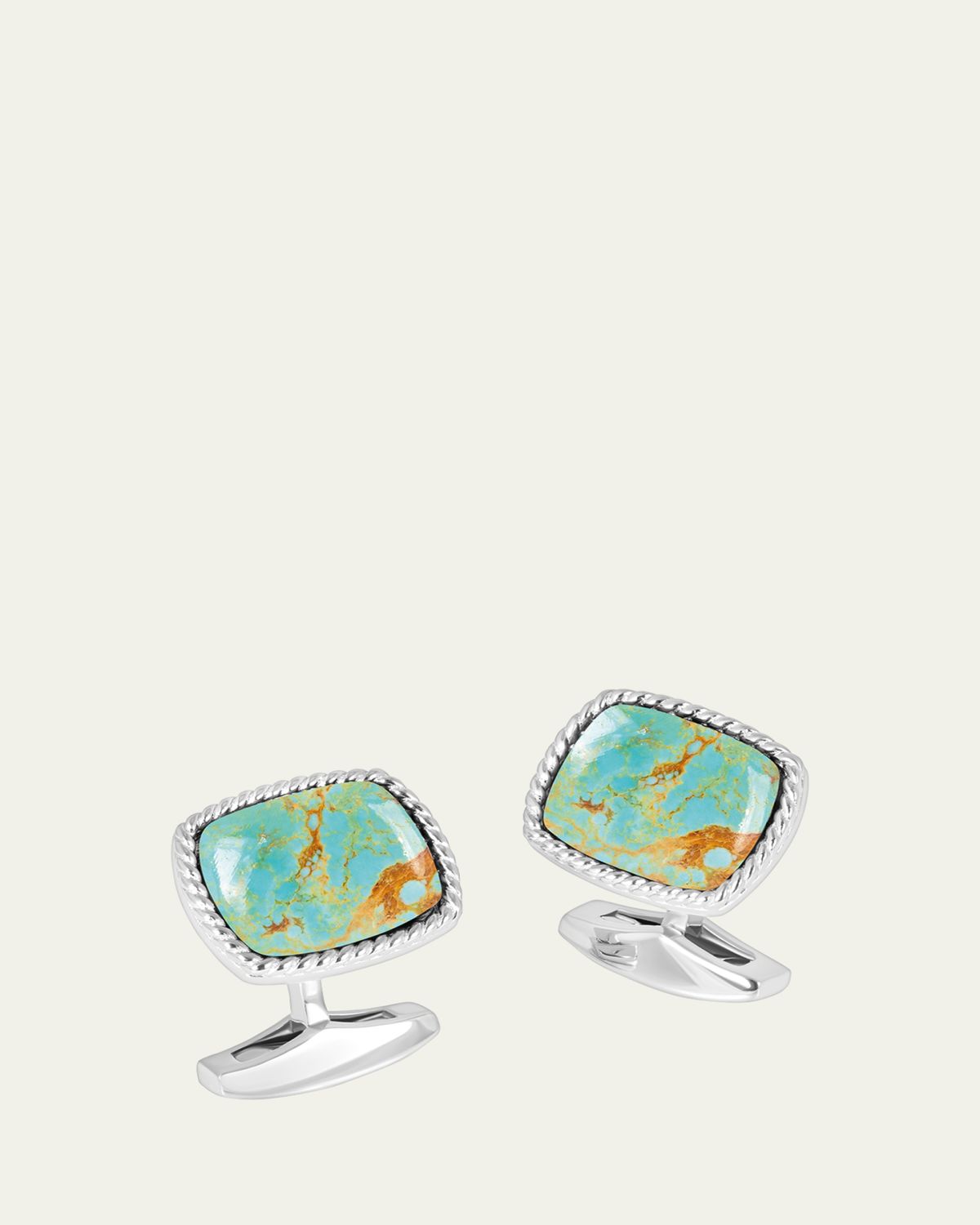 Tateossian Men's Silver Amaroo Turquoise Cabochon Cufflinks | Thumbnail 6