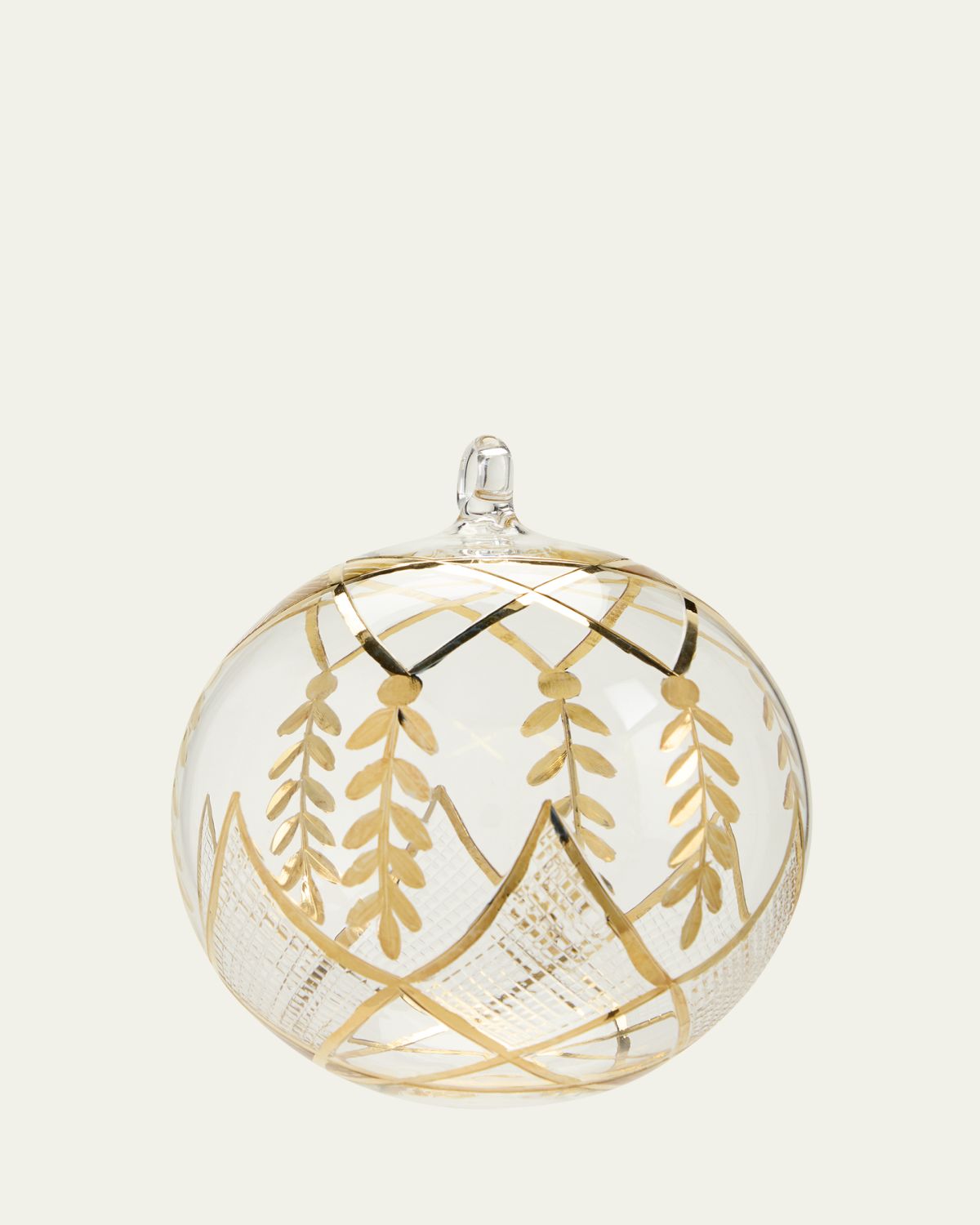 Bergdorf Goodman Clear Golden Leaf Christmas Ornament