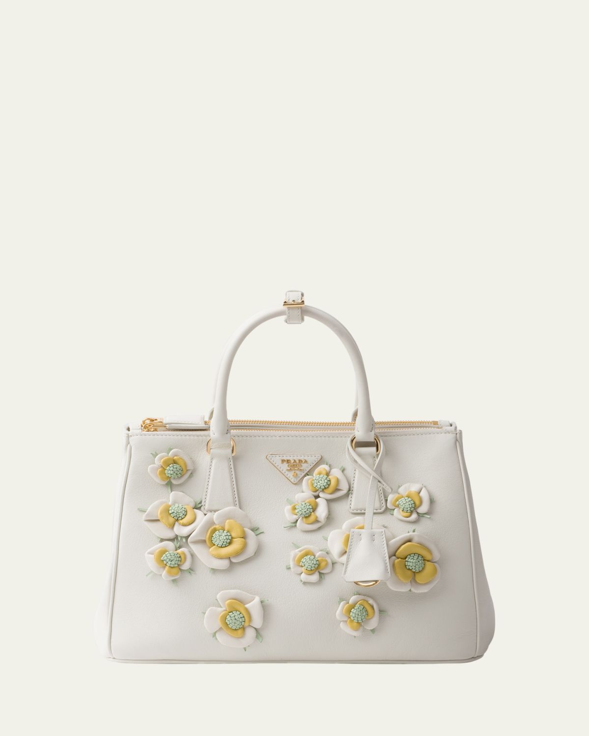 Prada Galleria Floral Leather Top-Handle Bag