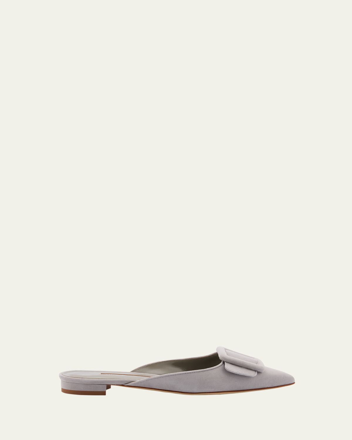 Manolo Blahnik Maysale Suede Buckle Ballerina Mules | Thumbnail 6