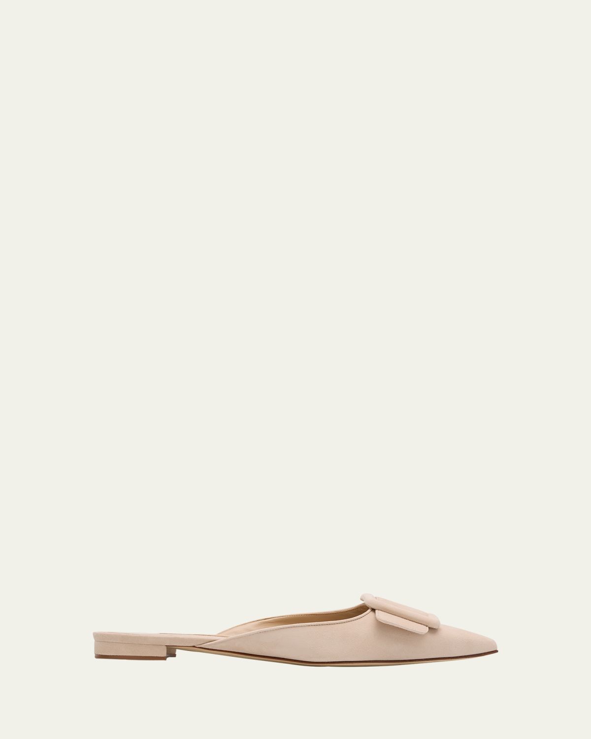 Manolo Blahnik Maysale Suede Buckle Ballerina Mules | Thumbnail 5