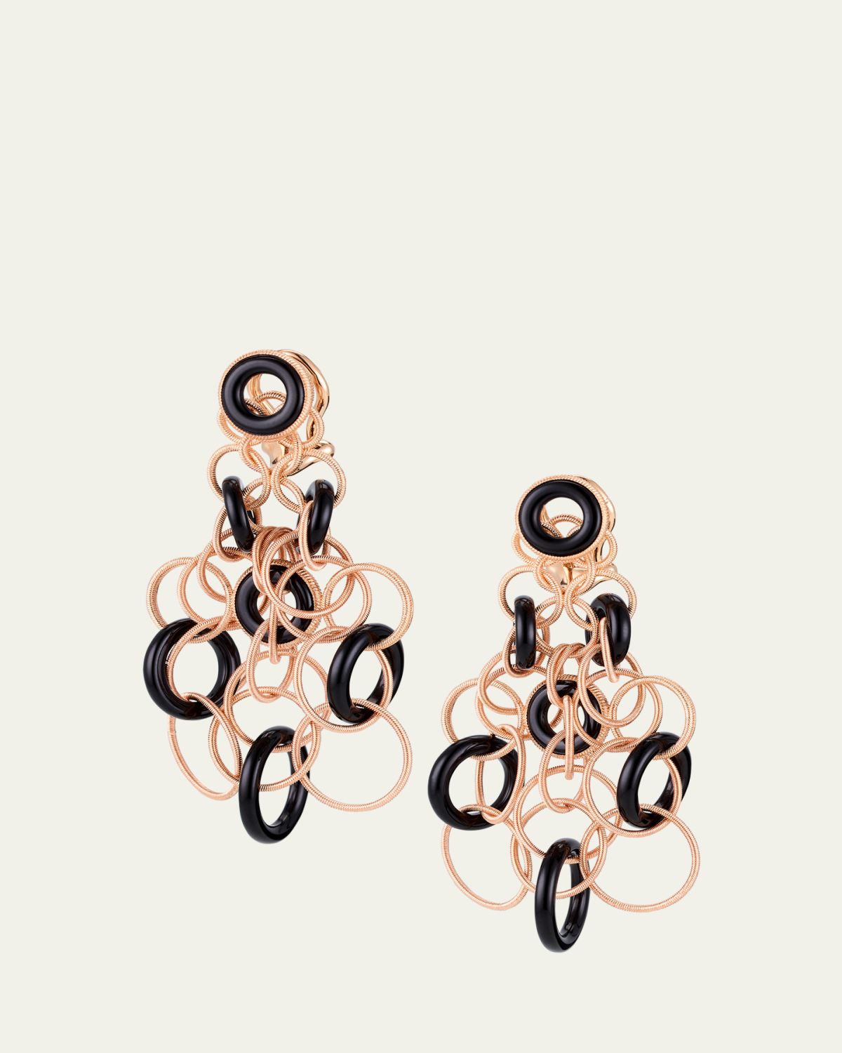 Buccellati Hawaii Color 18K Pink Gold Onyx Pendant Earrings, 5cm