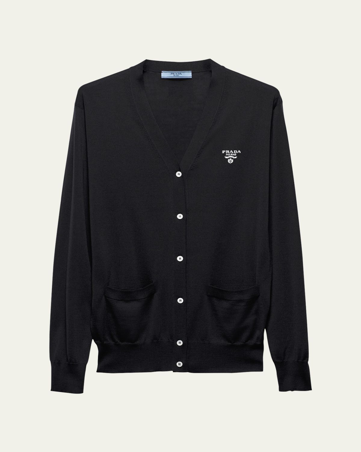 Prada Intarsia Logo Silk Knit Cardigan | Thumbnail 4