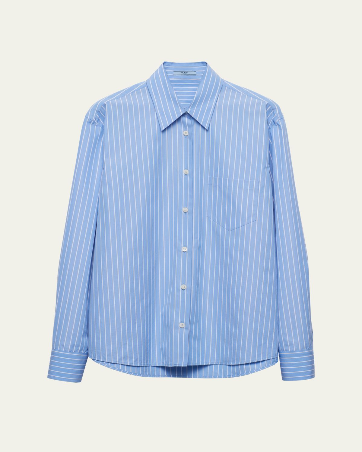 Prada Striped Cotton Poplin Button-Front Shirt | Thumbnail 5