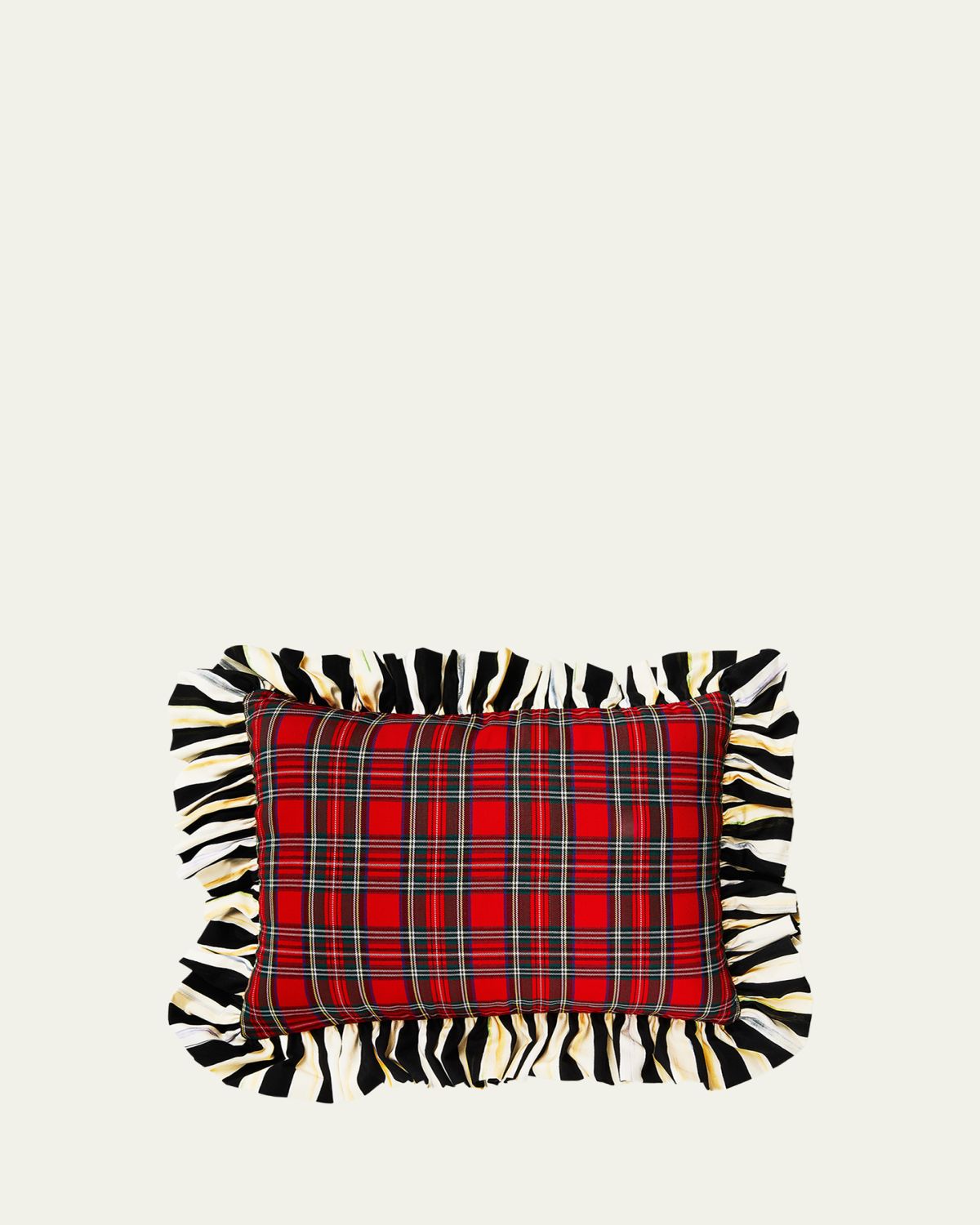 MacKenzie-Childs Tartan Stripe Ruffle Lumbar Pillow