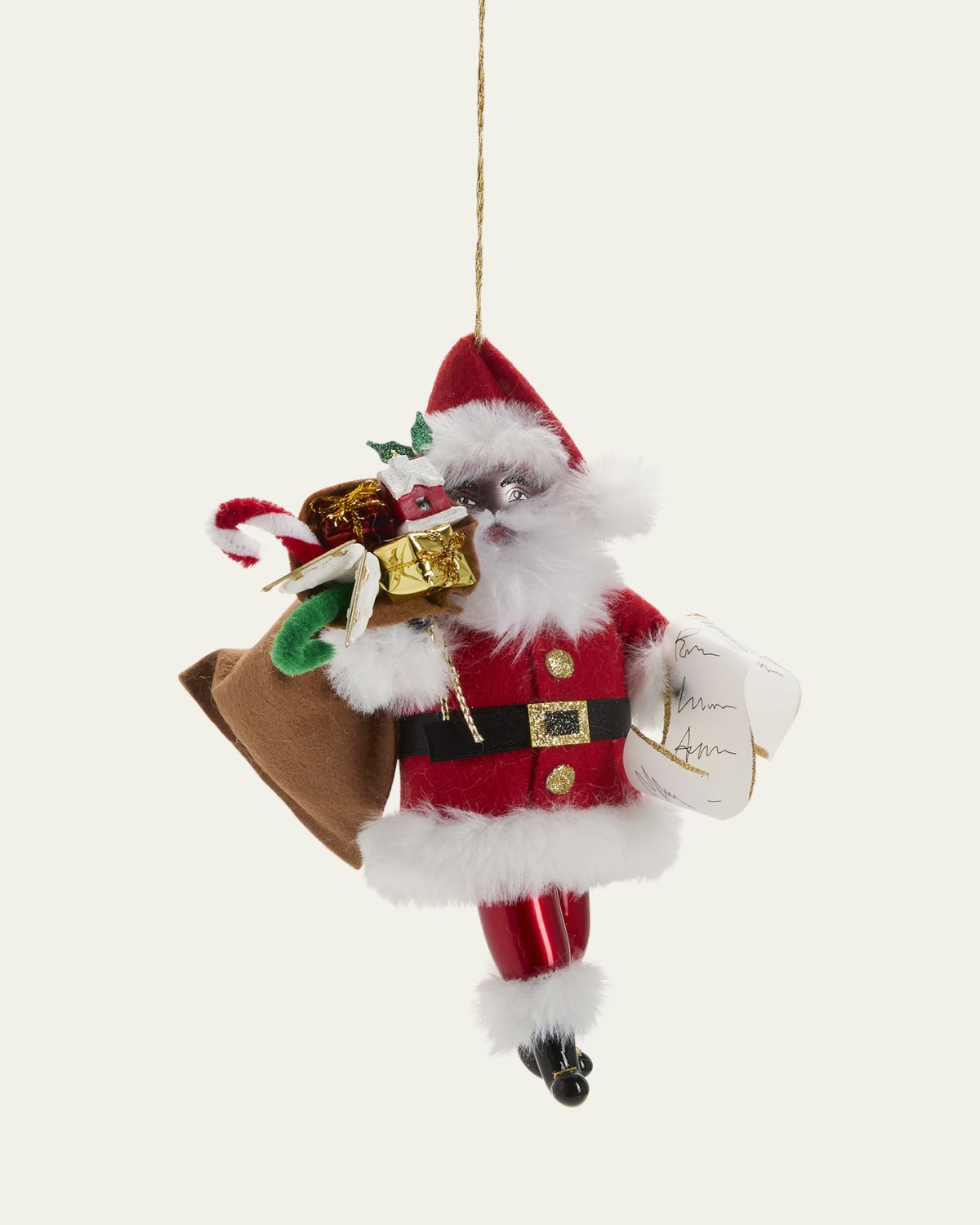 De Carlini African American Santa with Gifts Christmas Ornament