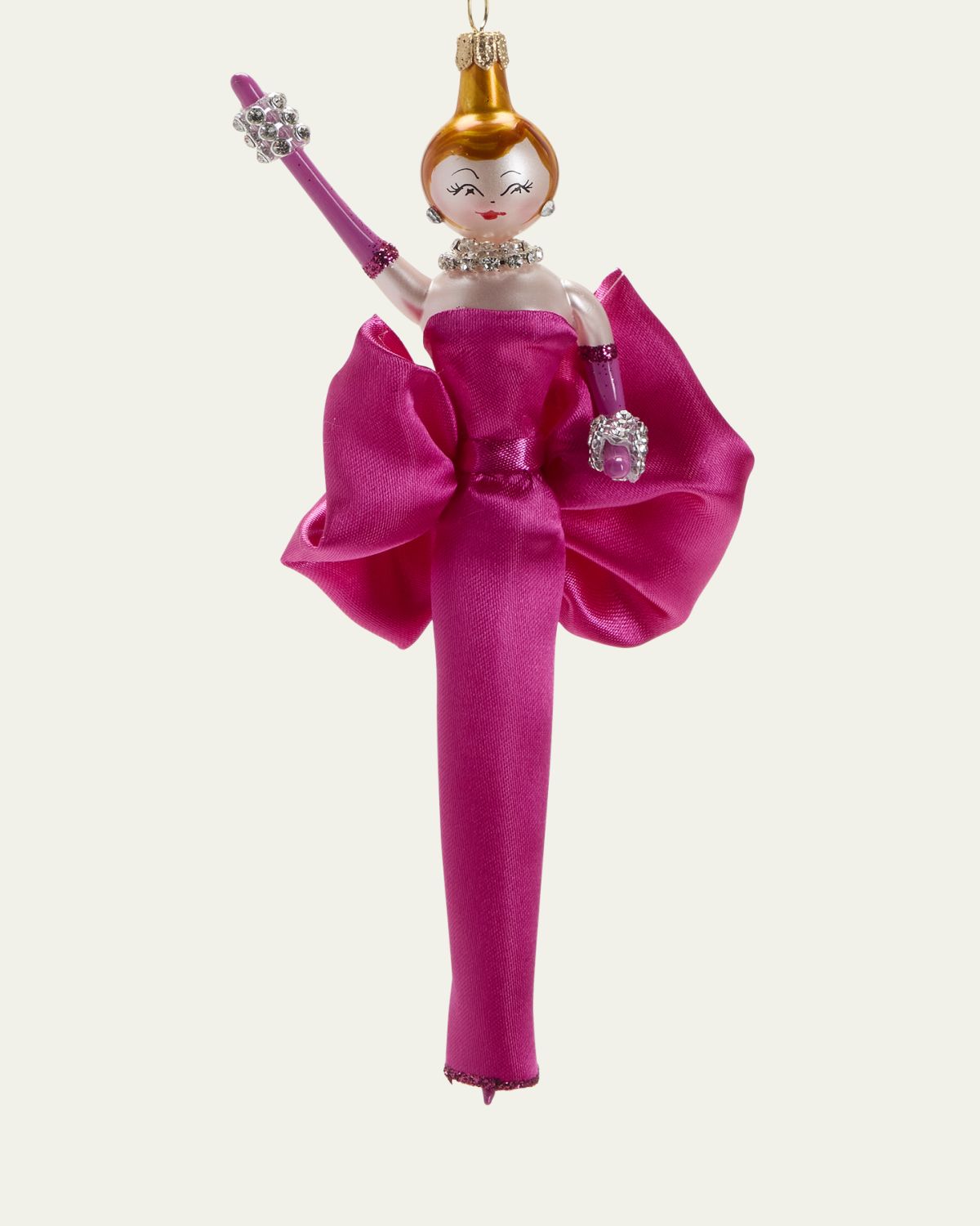 De Carlini Lady In Fuschia Dress Christmas Ornament