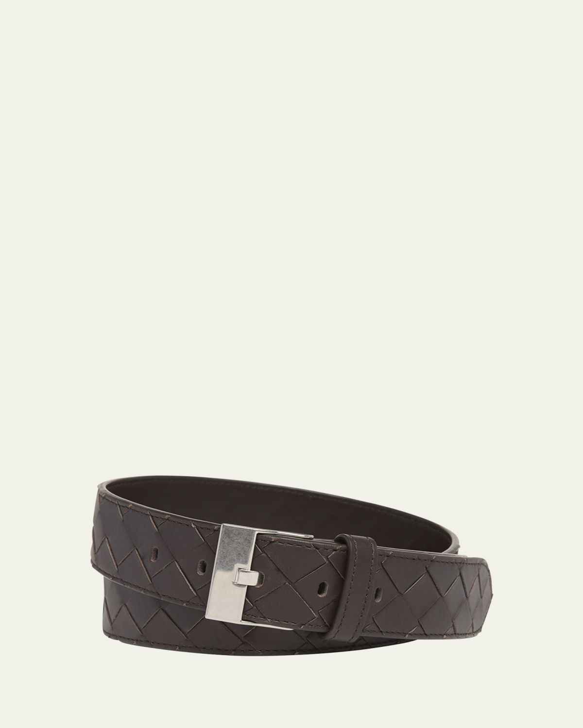 Bottega Veneta Men's Watch-Buckle Intrecciato Leather Belt