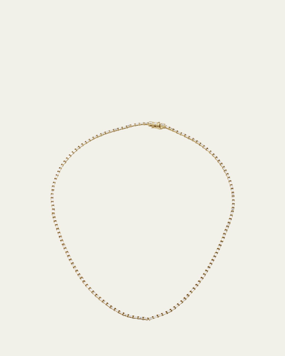 LANA 14K Yellow Gold Baguette Diamond Tennis Necklace. 16"L