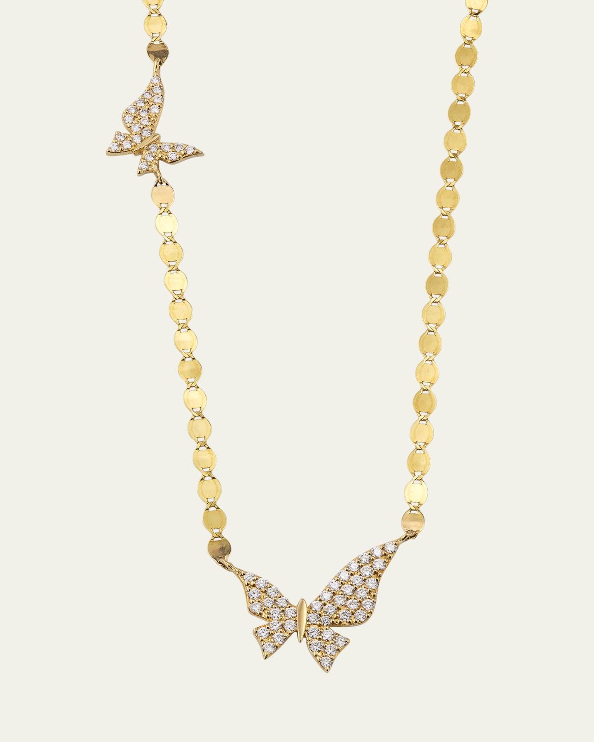 Lana 14K Yellow Gold Flawless Double Butterfly Necklace with Diamonds