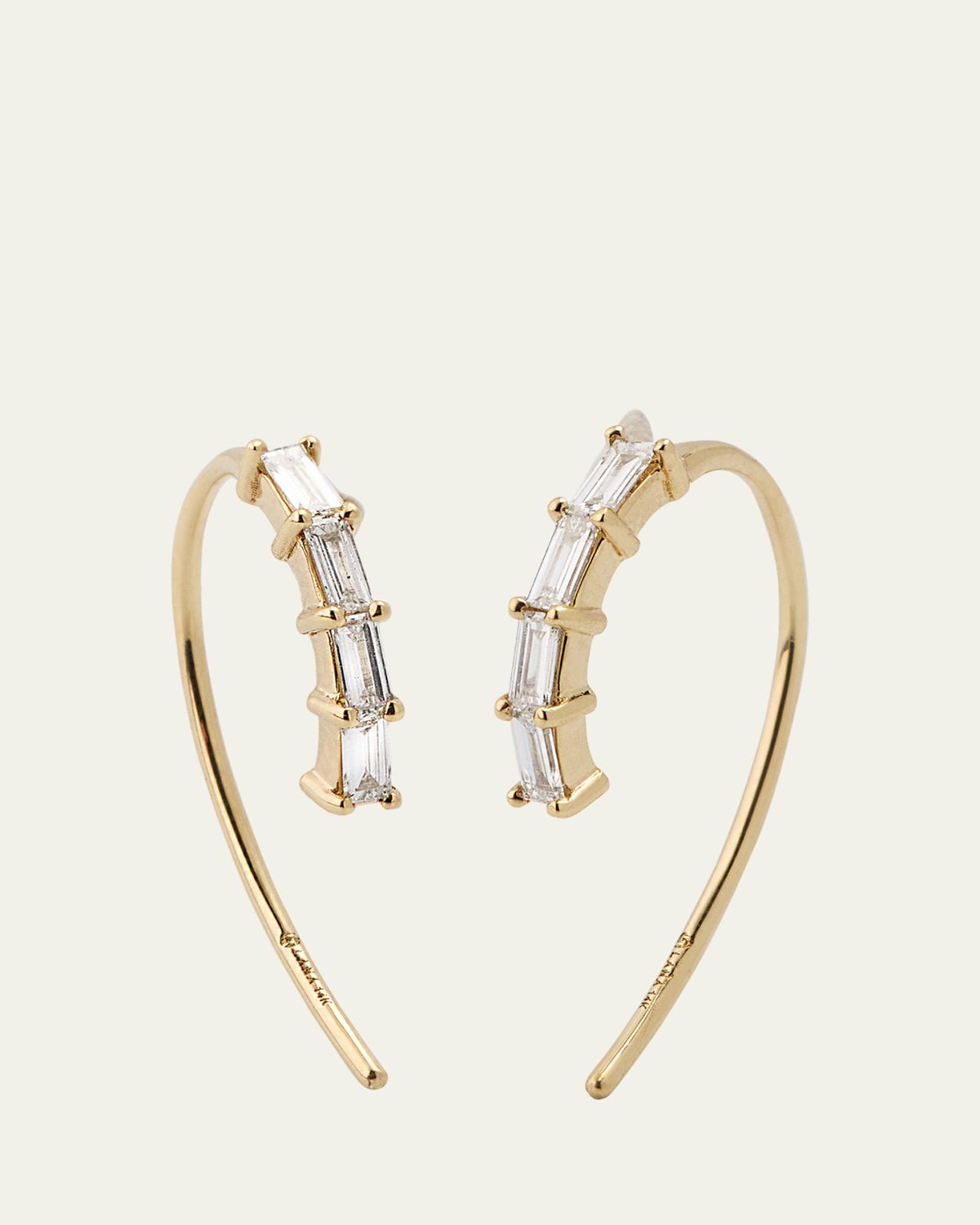 Lana 14K Yellow Gold Baguette Diamond Mini Hooked on Hoop Earrings