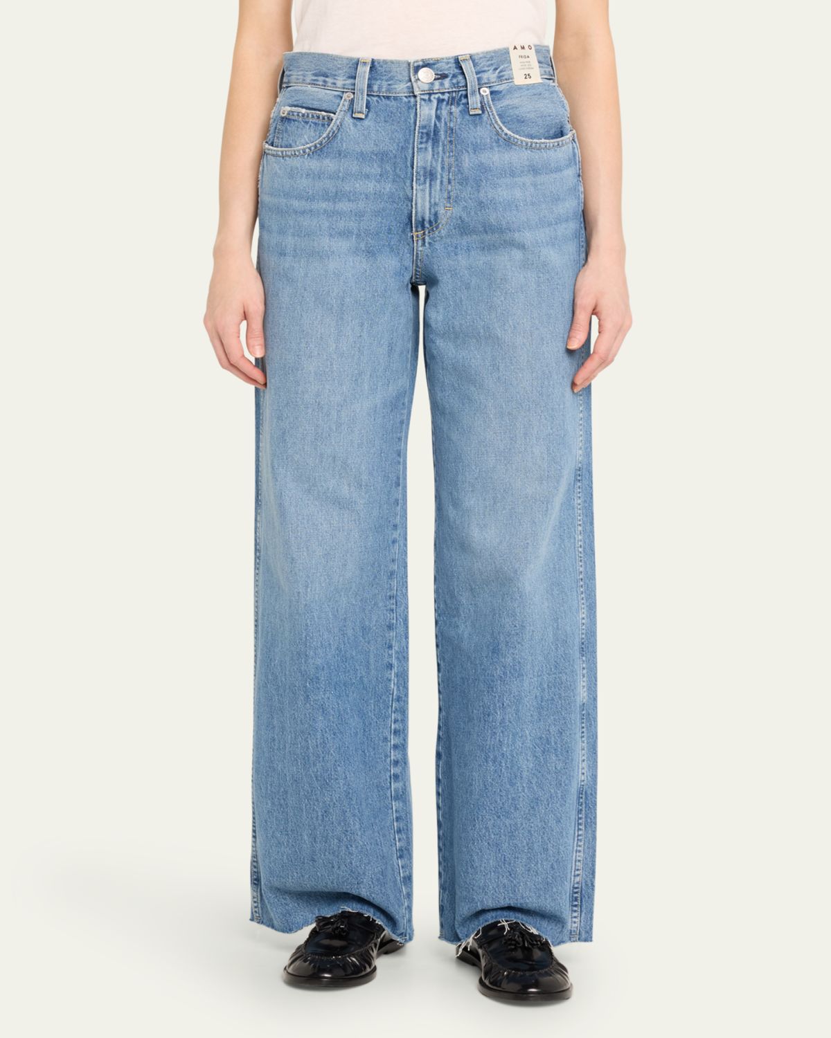 AMO Denim Frida Wide-Leg Jeans - detail view in Main squeeze