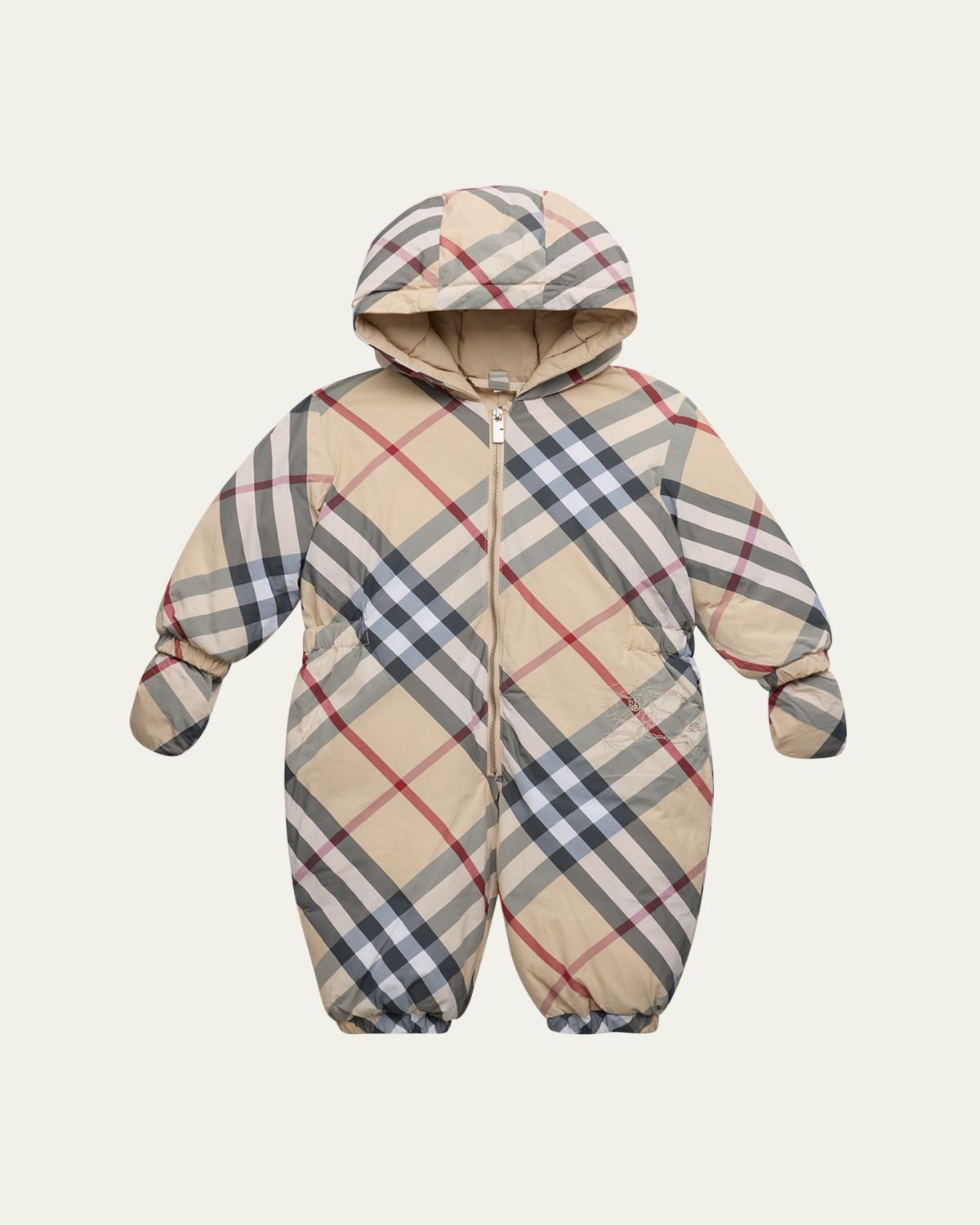 Burberry Kid's Robson Check-Print Puffer Suit, Size 3M-18M