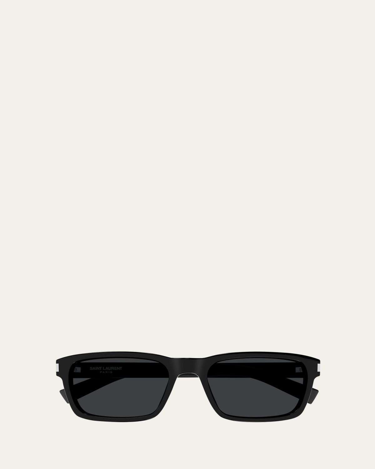 Saint Laurent Men's Rectangle Acetate Sunglasses with Logo Detail
